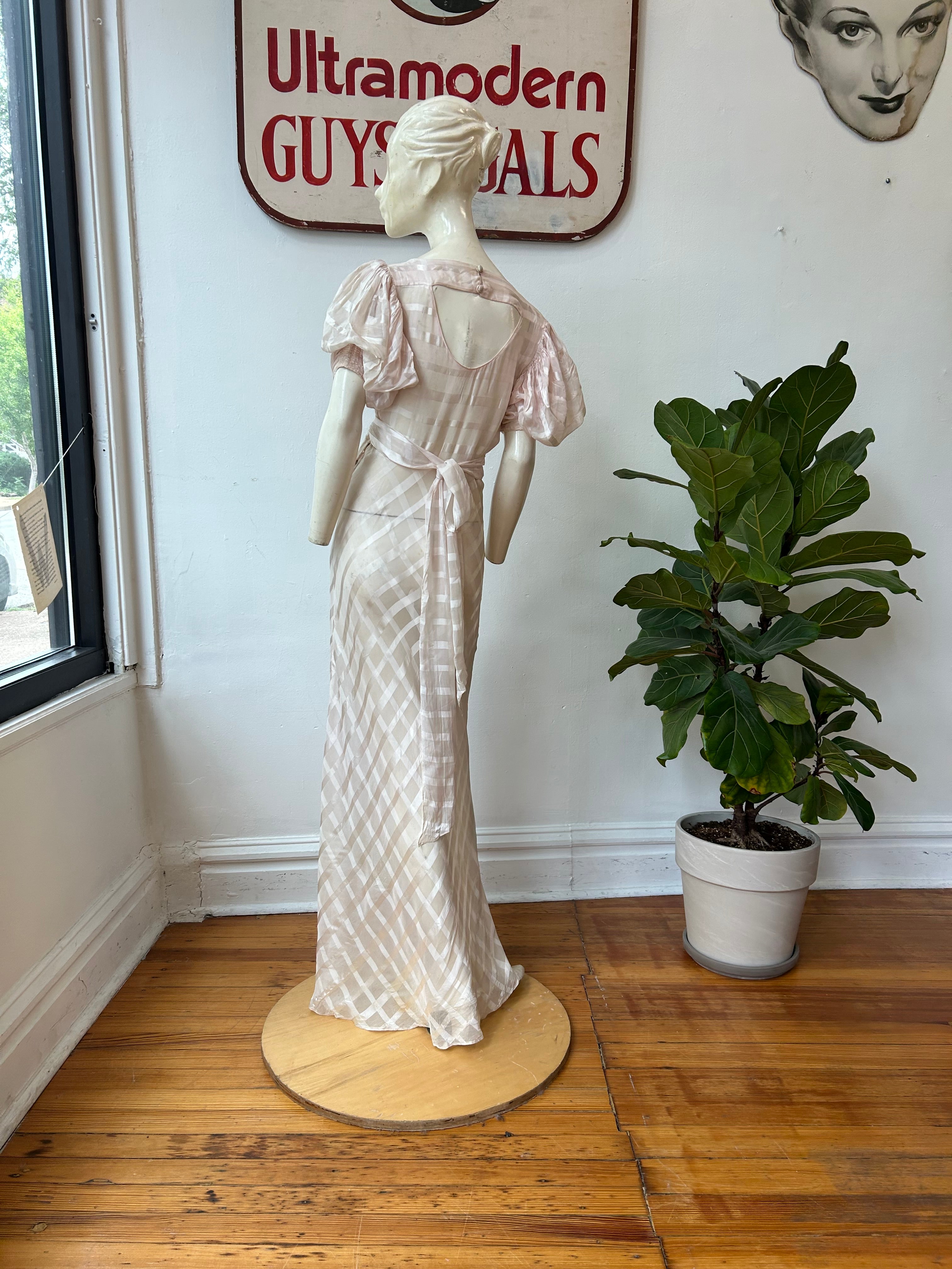 Amazing 1930’s Puff Sleeve Slip Dress