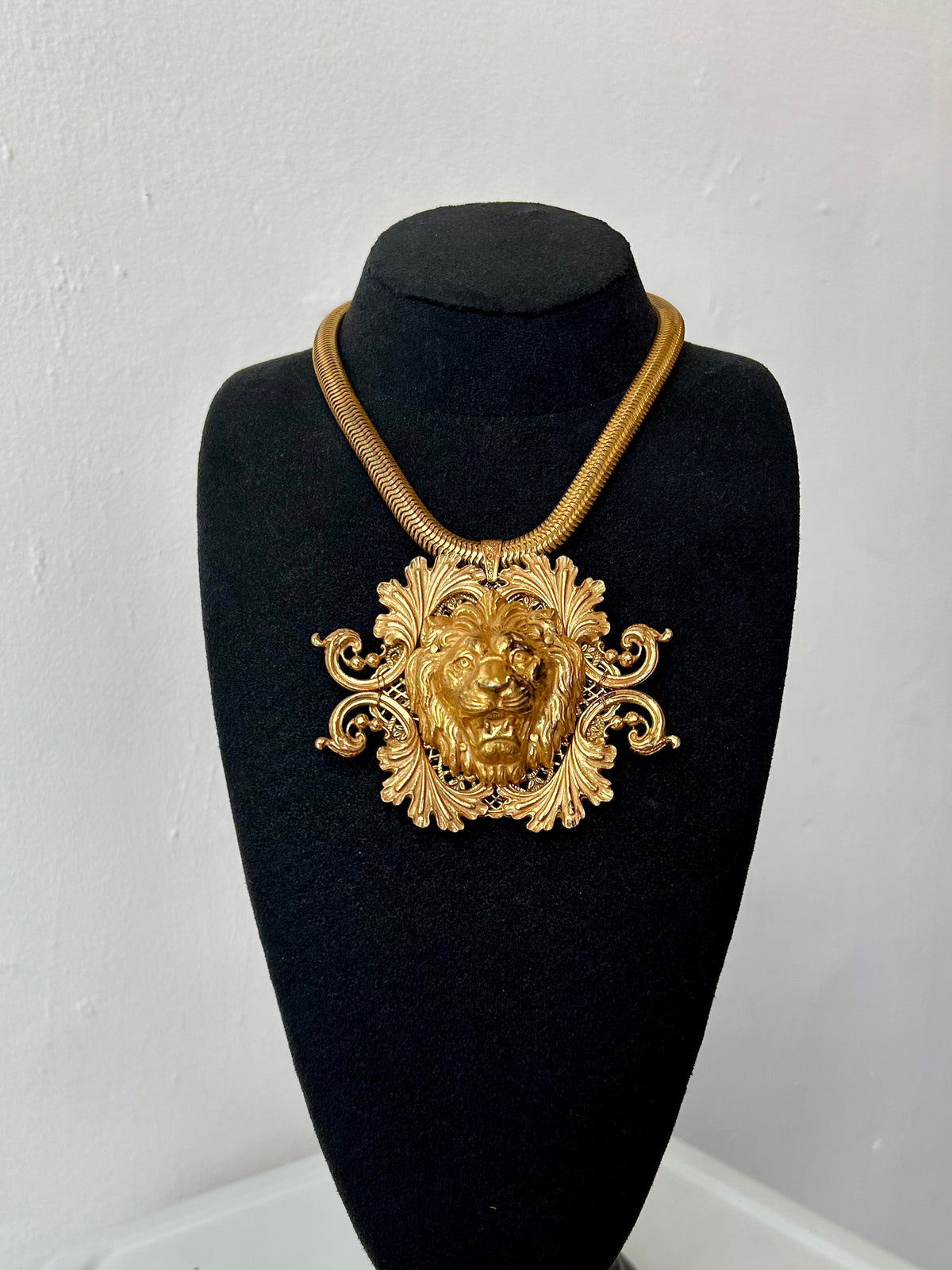 Miriam Haskell Large Lion Pendant Necklace