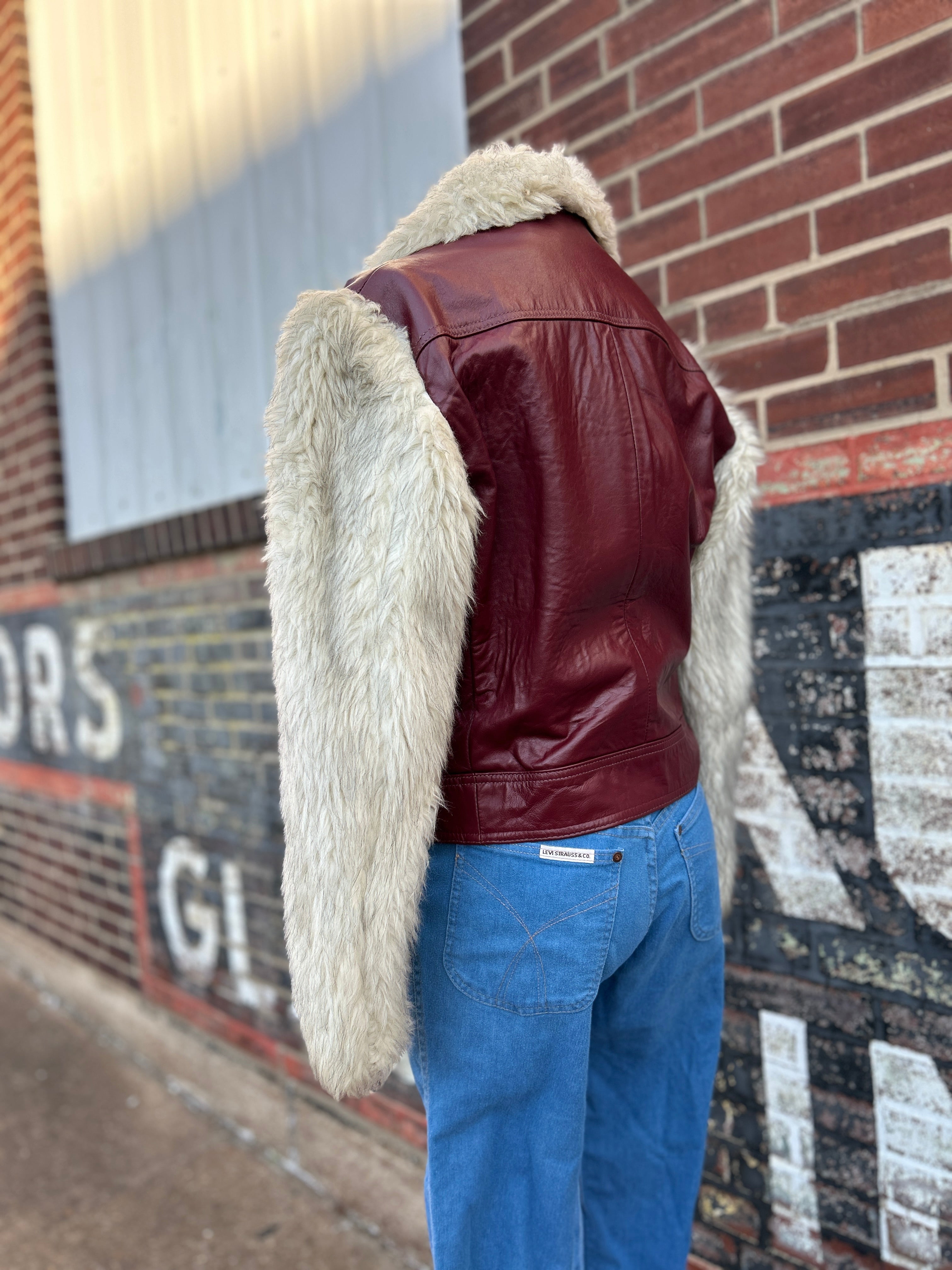 Funky 70’s Leather & Faux Fur Jacket