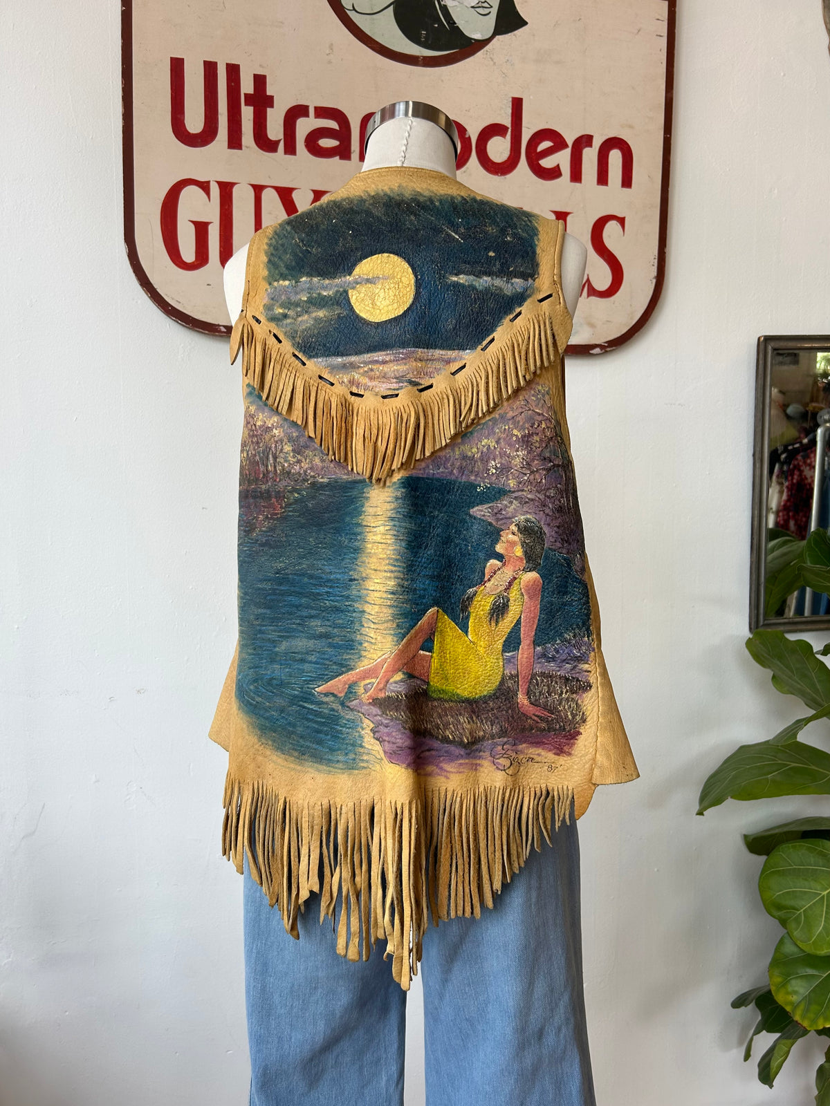Handpainted Leather Fringe Vest