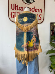 Handpainted Leather Fringe Vest