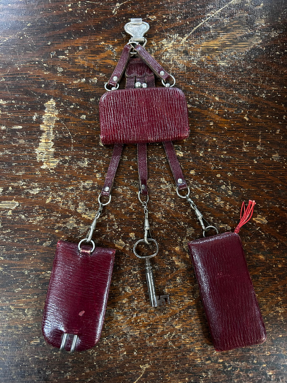 Rare Victorian Leather Chatelaine