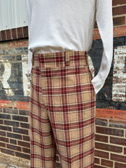 70’s Brown & Burgundy Plaid Pants