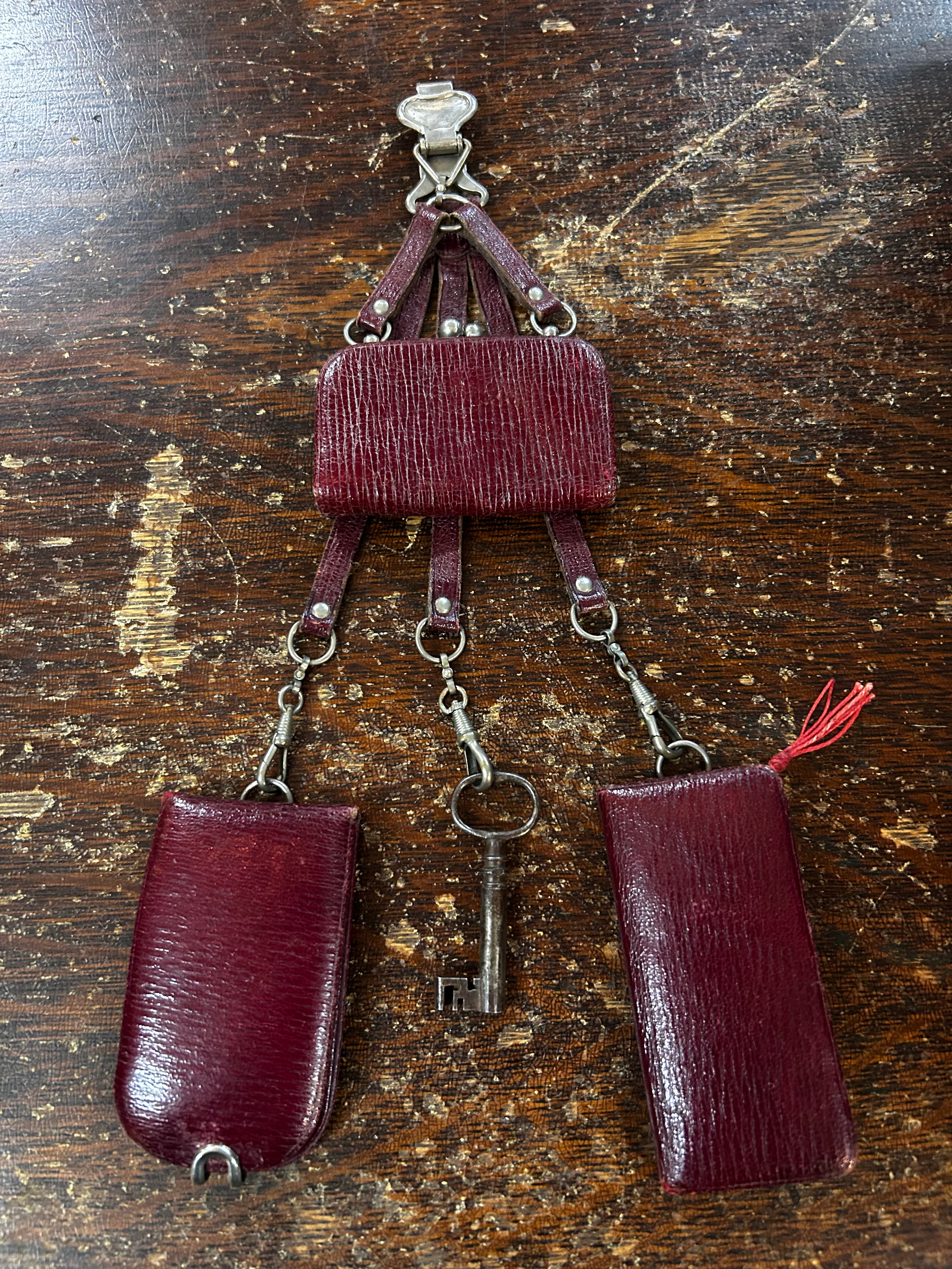 Rare Victorian Leather Chatelaine