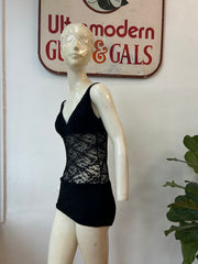 Bombshell Black Lace Rose Marie Reid Swimsuit