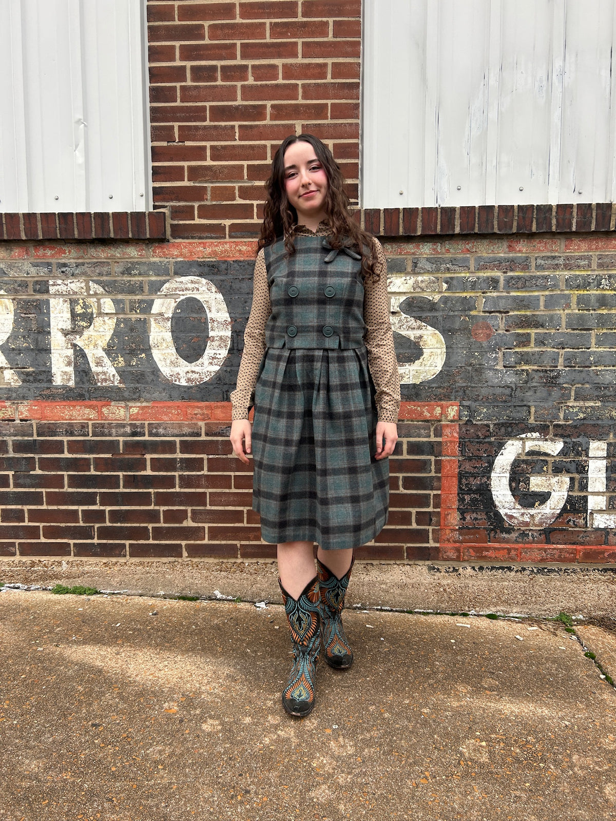 60’s Plaid Two Piece