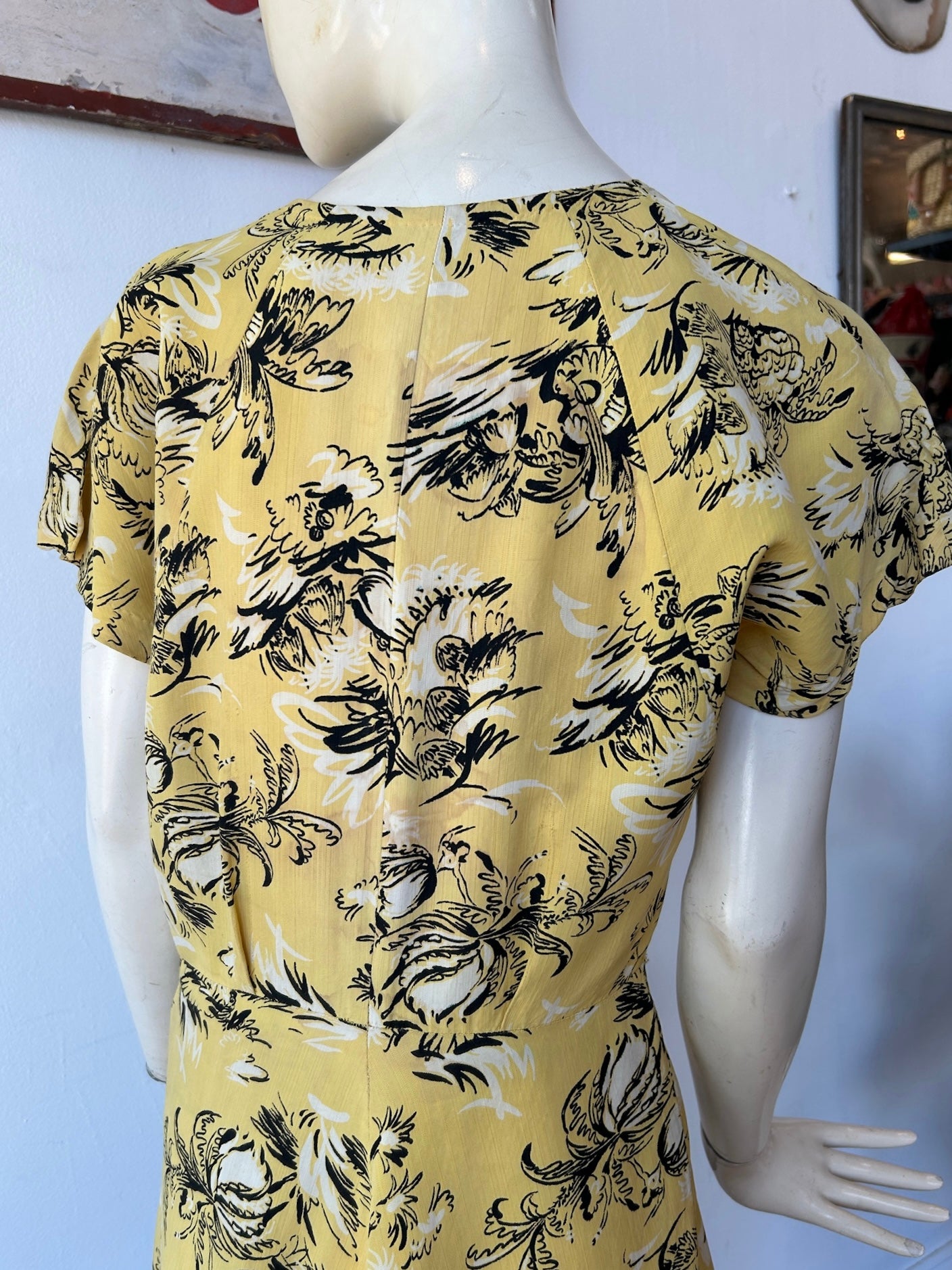 Yellow & Black Print 40’s Dress