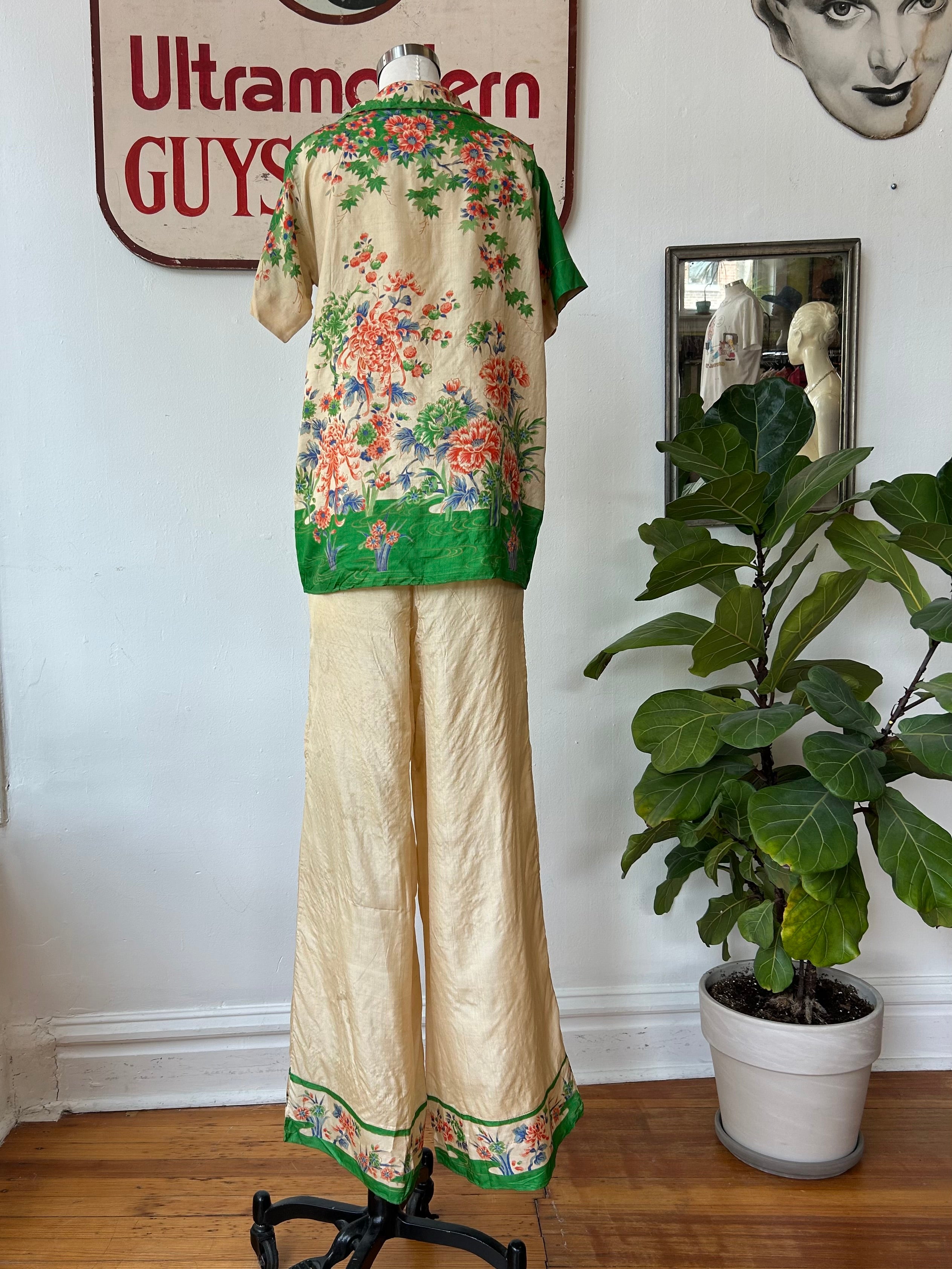 1920’s Silk Pongee Pajama Set