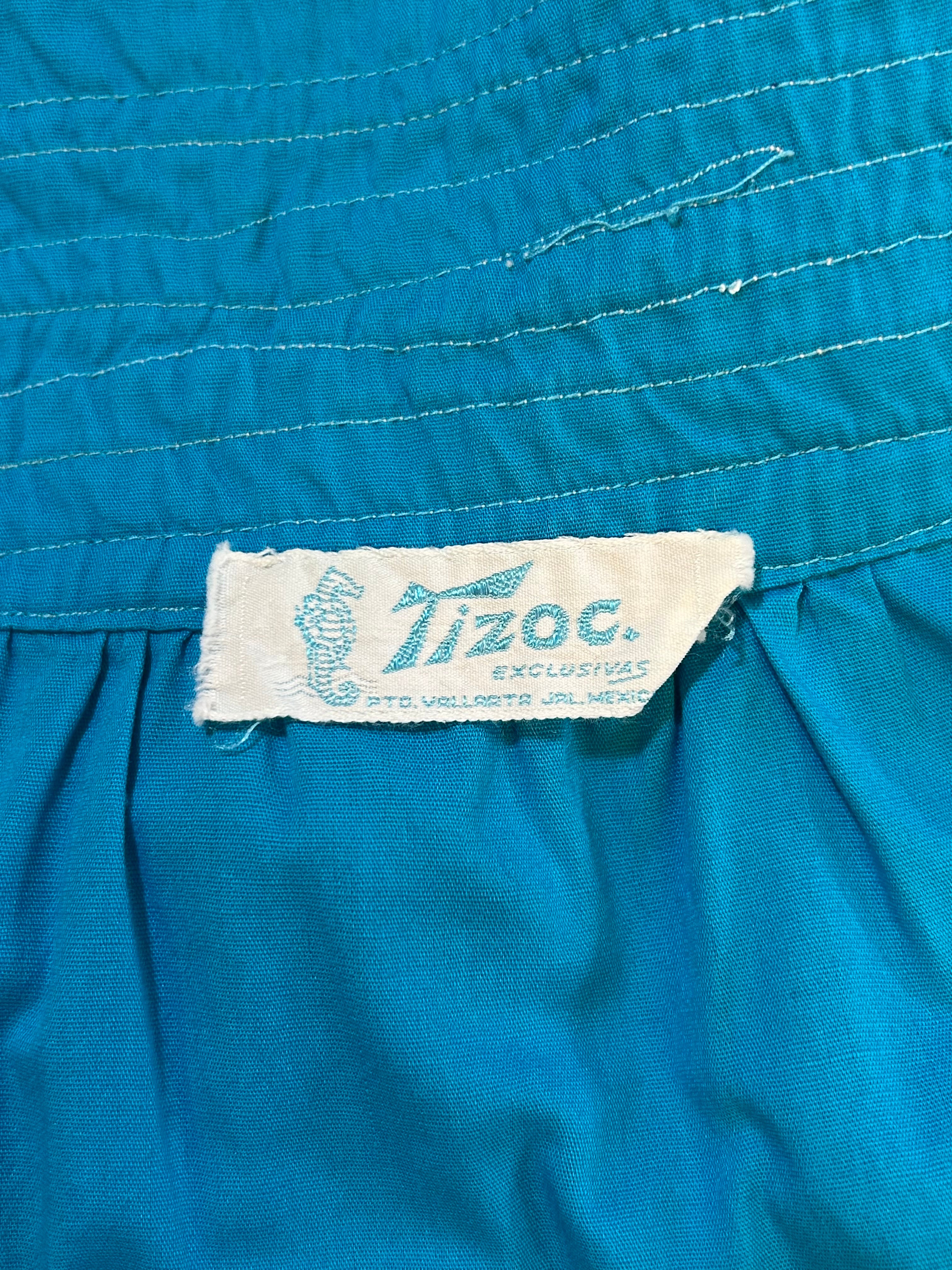 Blue Mini Dress w/Colorful Trim