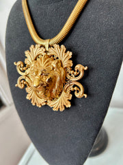 Miriam Haskell Large Lion Pendant Necklace
