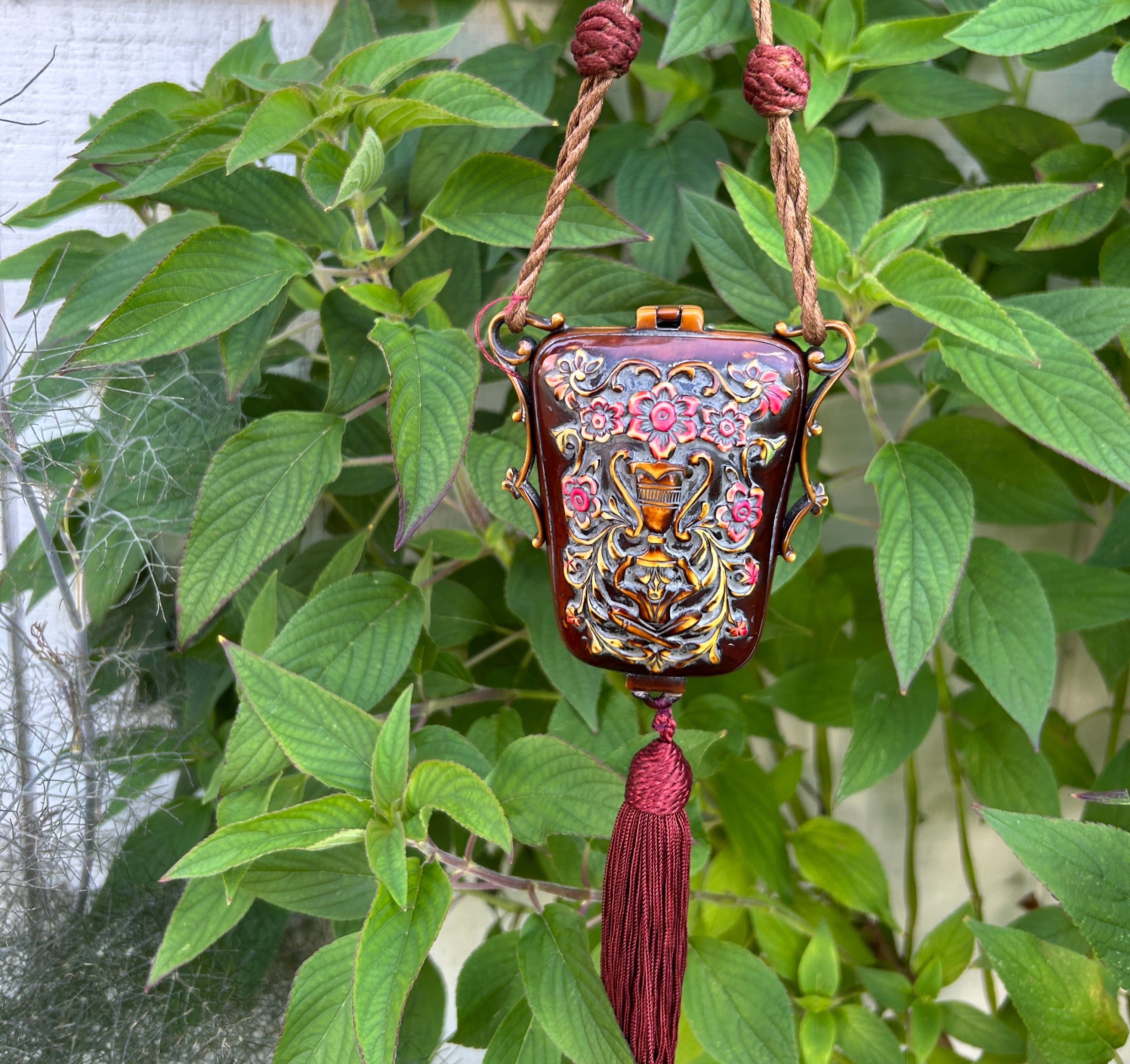 1920’s Carved Celluloid Compact w/Lipstick