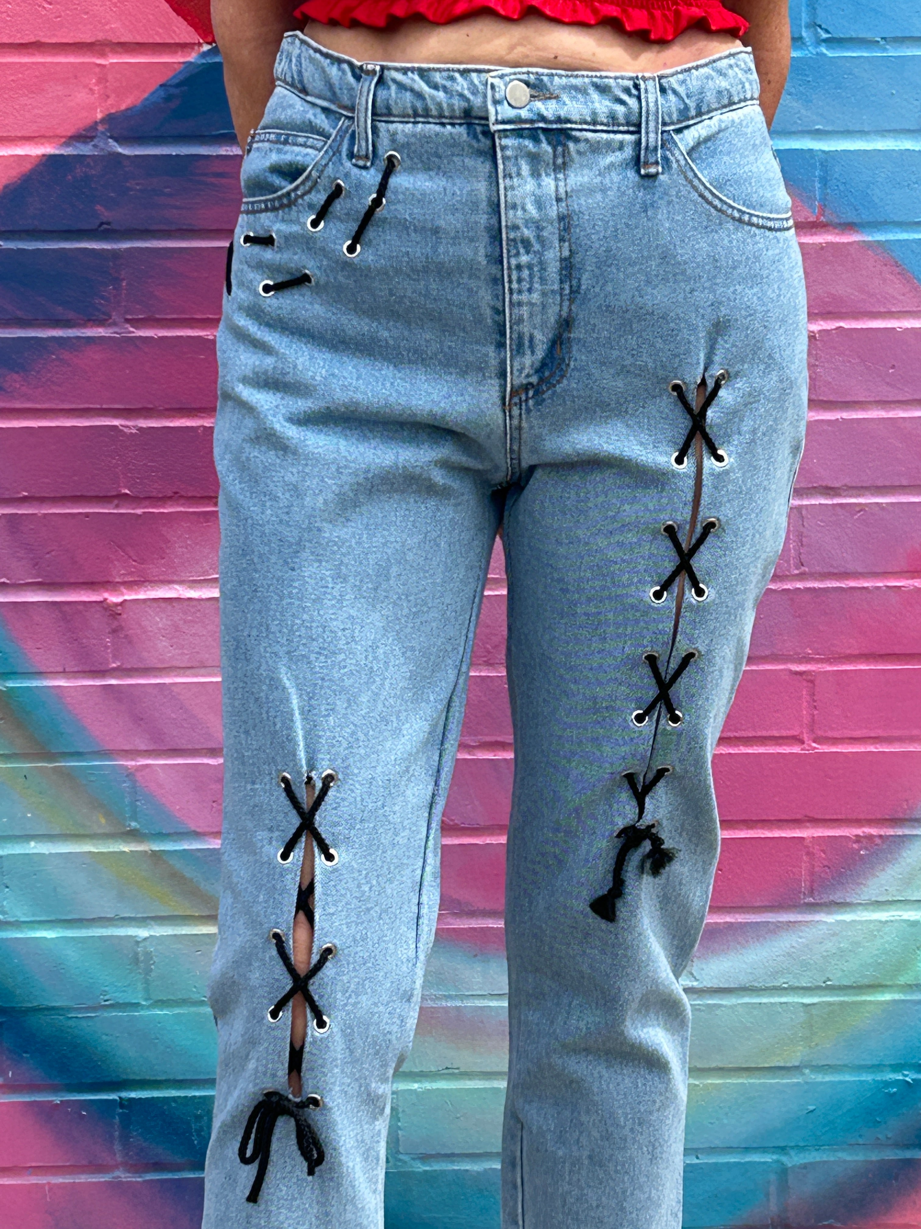 Cute Denim w/Open Lace up