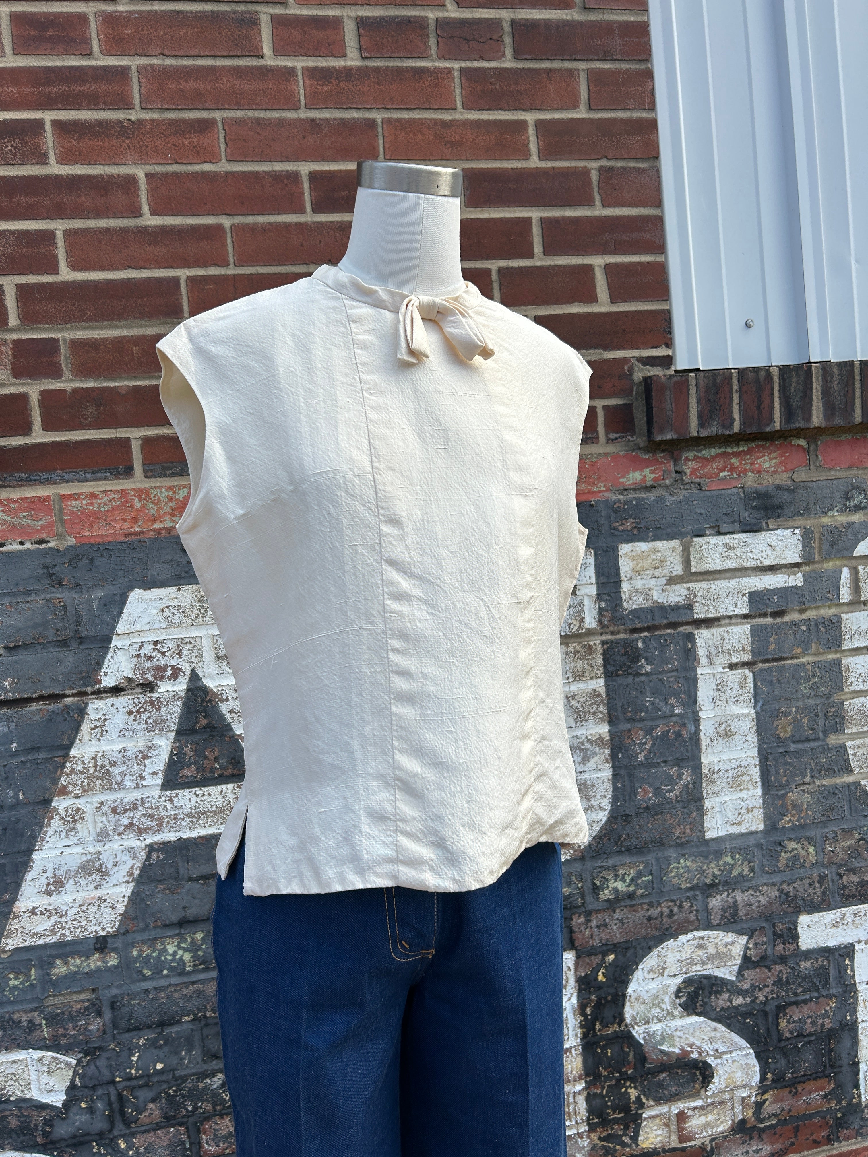 60’s Cream Blouse with Bow