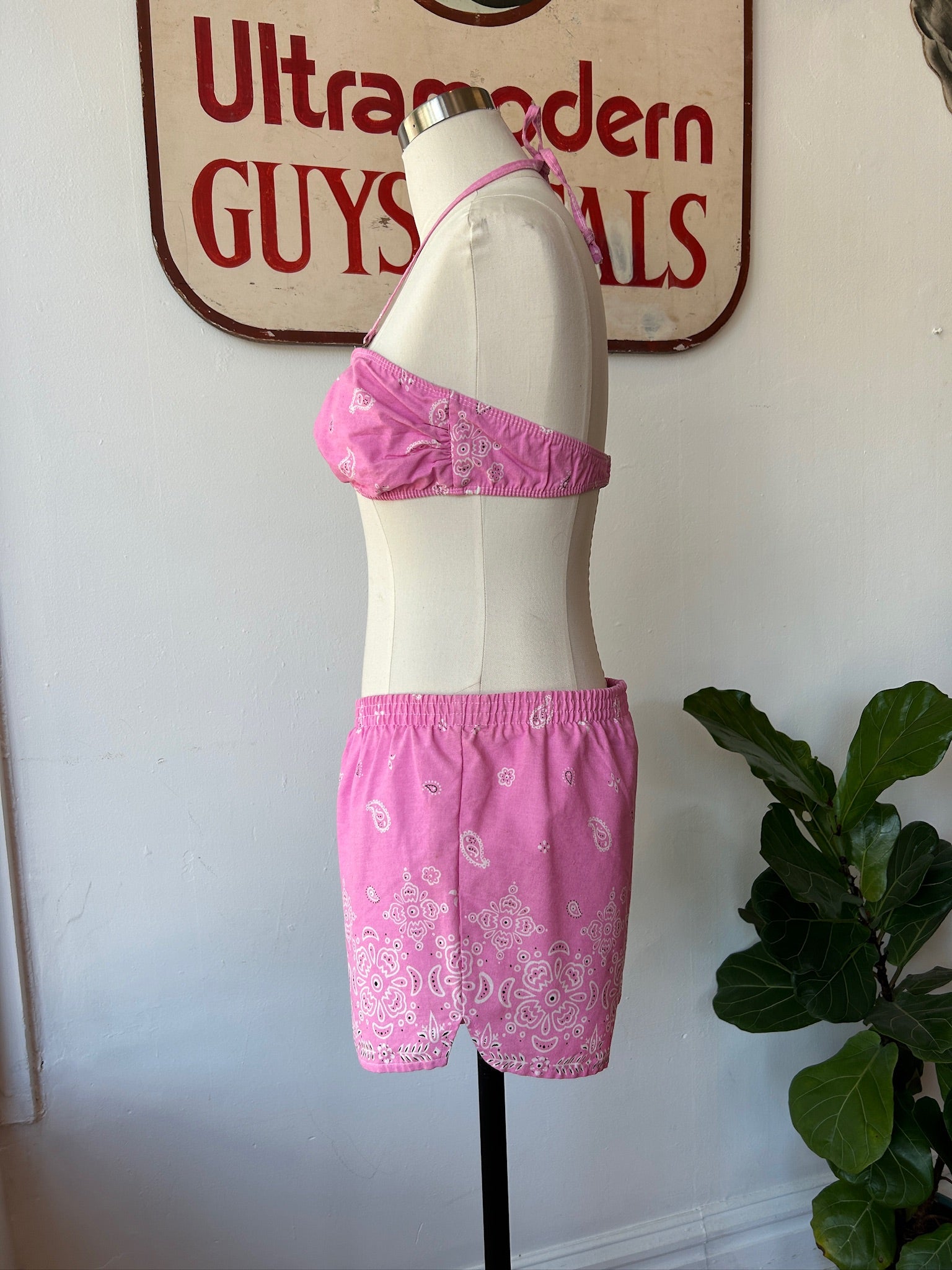 Pink Bandana Print 2 Piece Swimsut