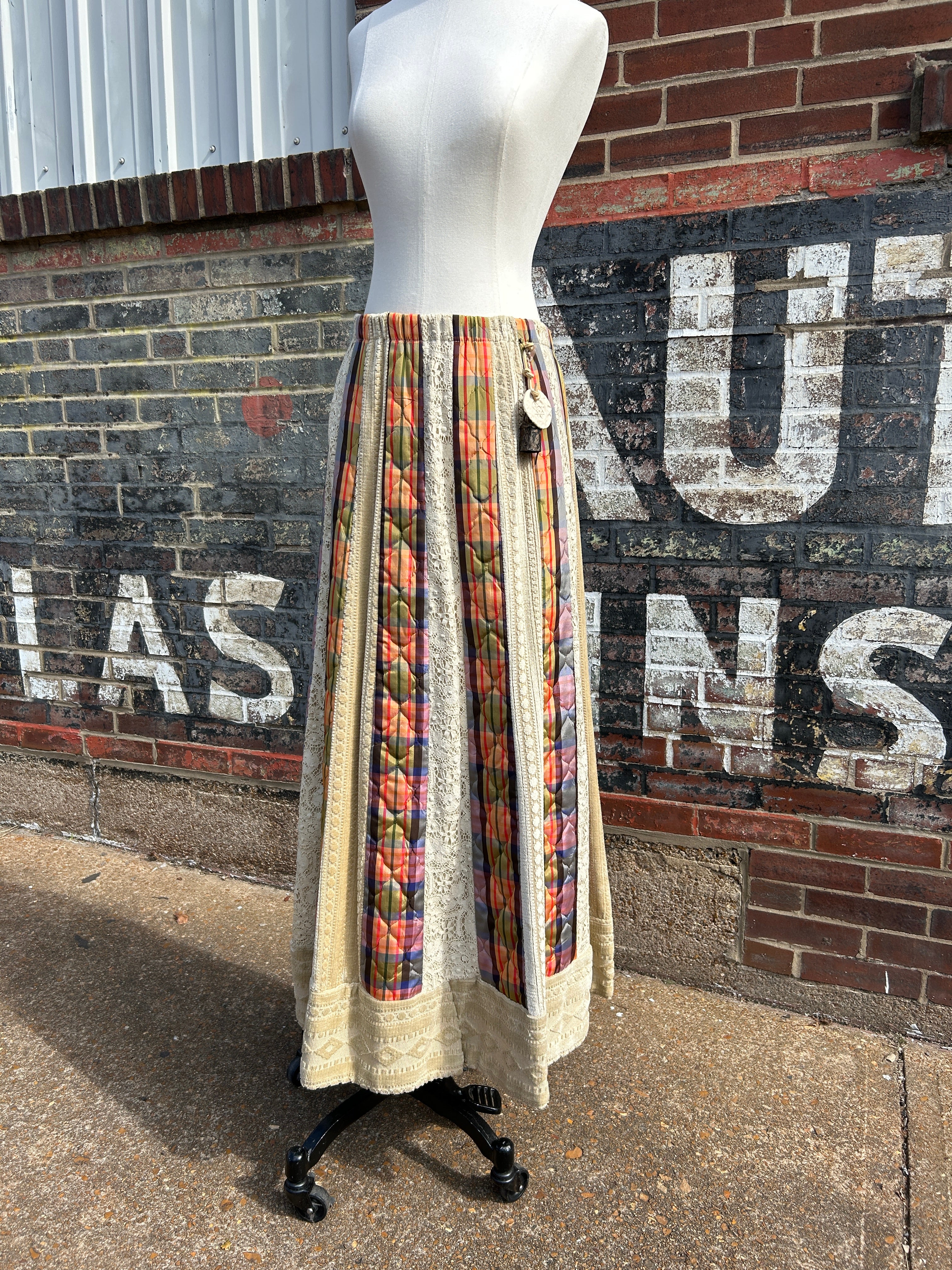 70’s Chessa Davis Patchwork Maxi Skirt w/Belt