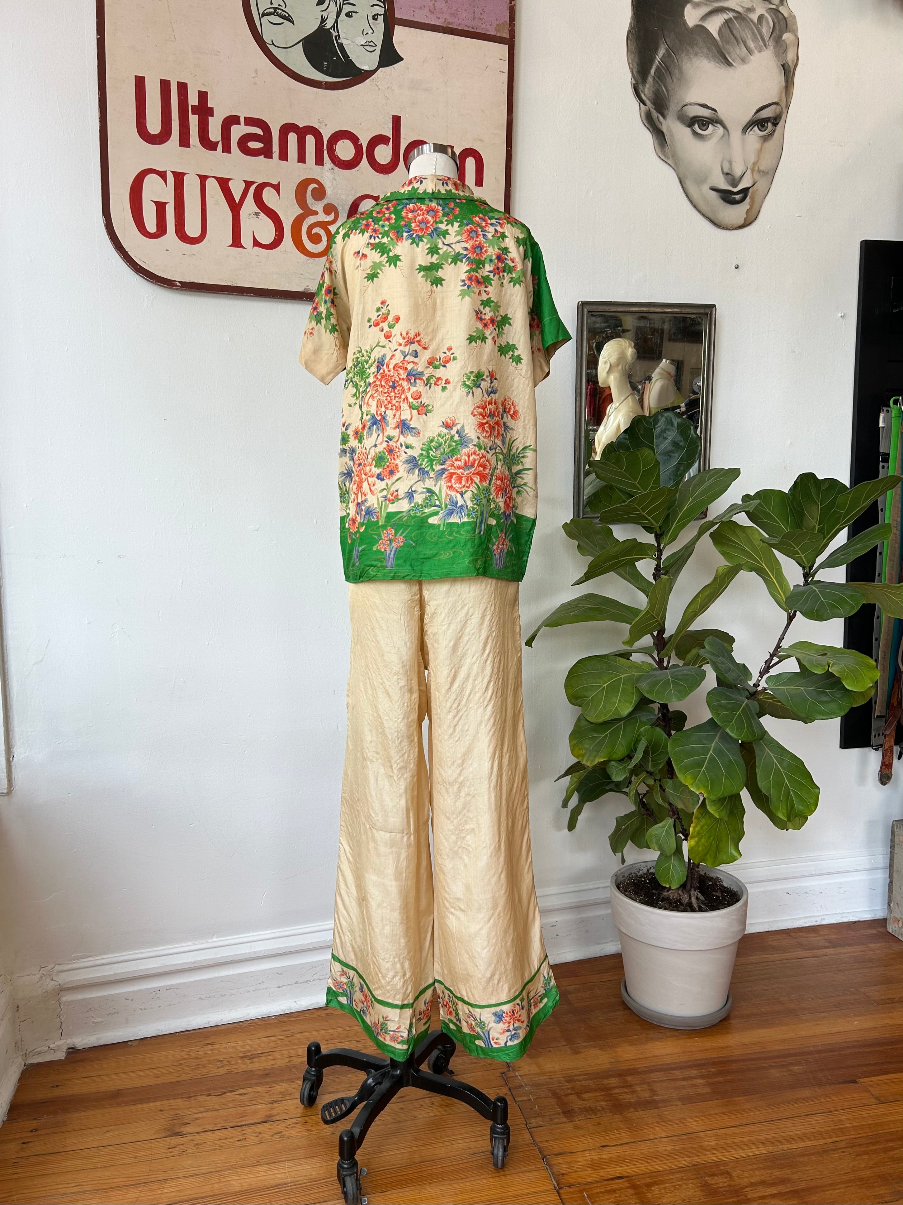 1920’s Silk Pongee Pajama Set
