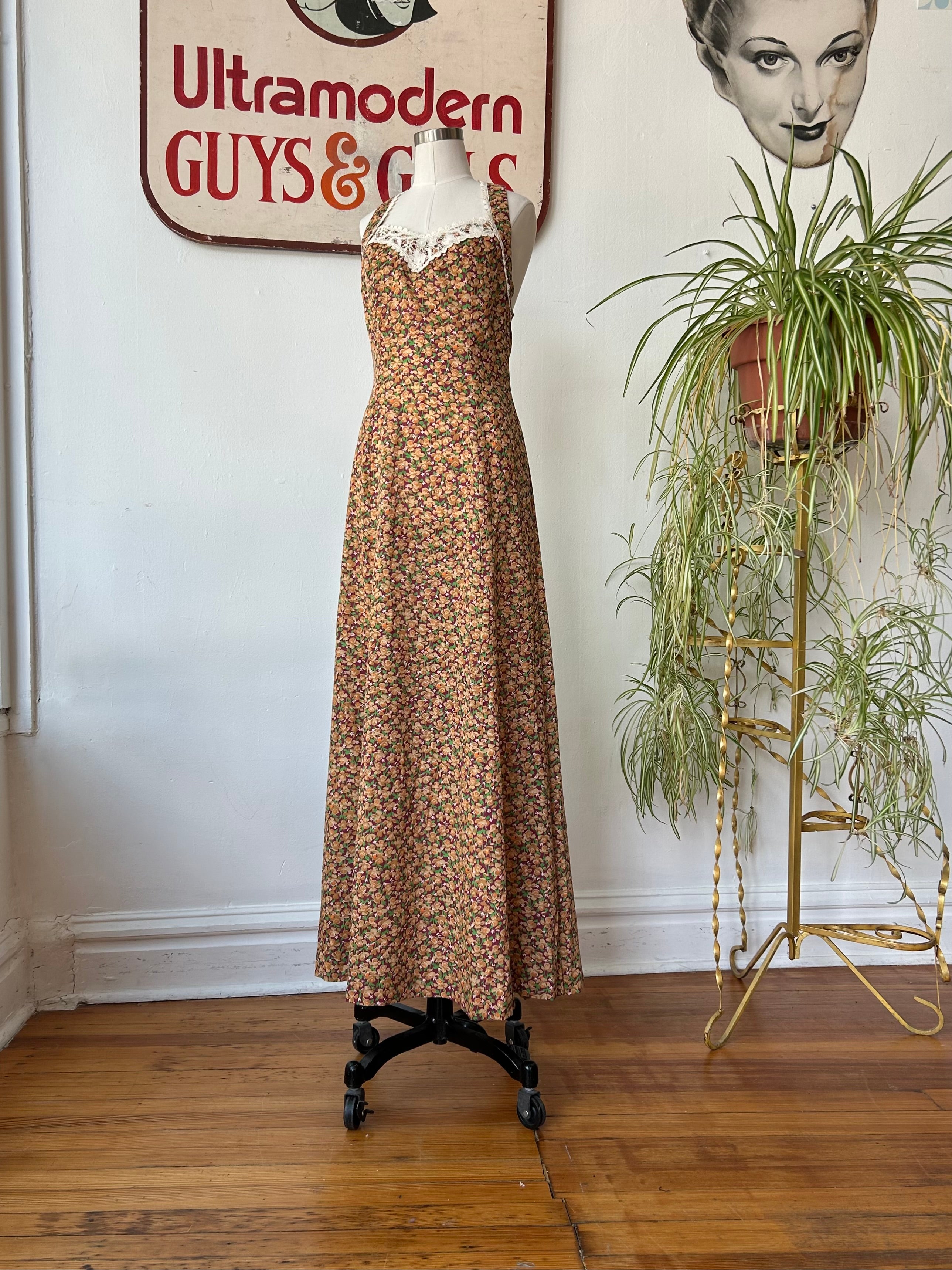 Sweet floral print halter dress