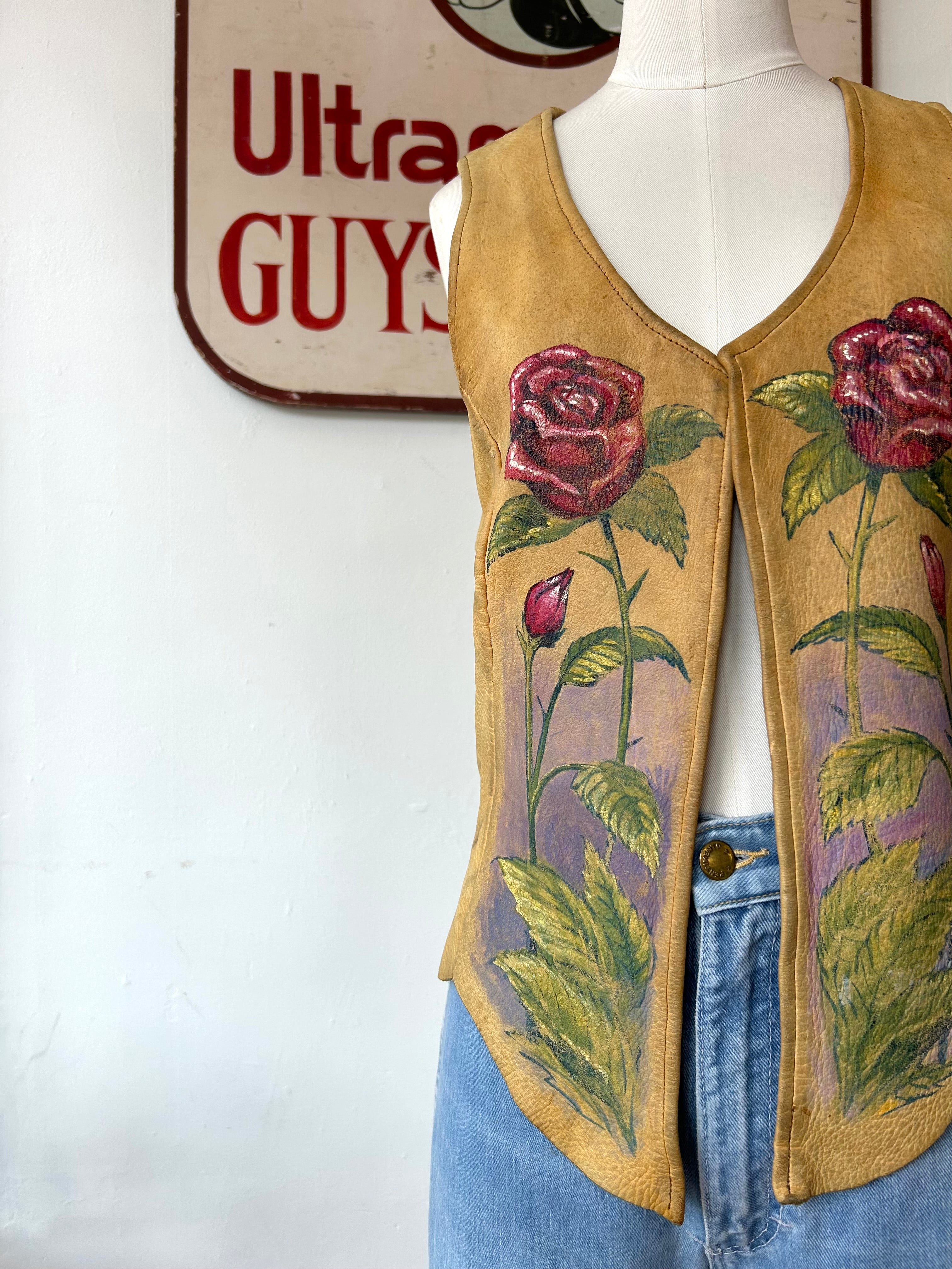 Handpainted Leather Fringe Vest