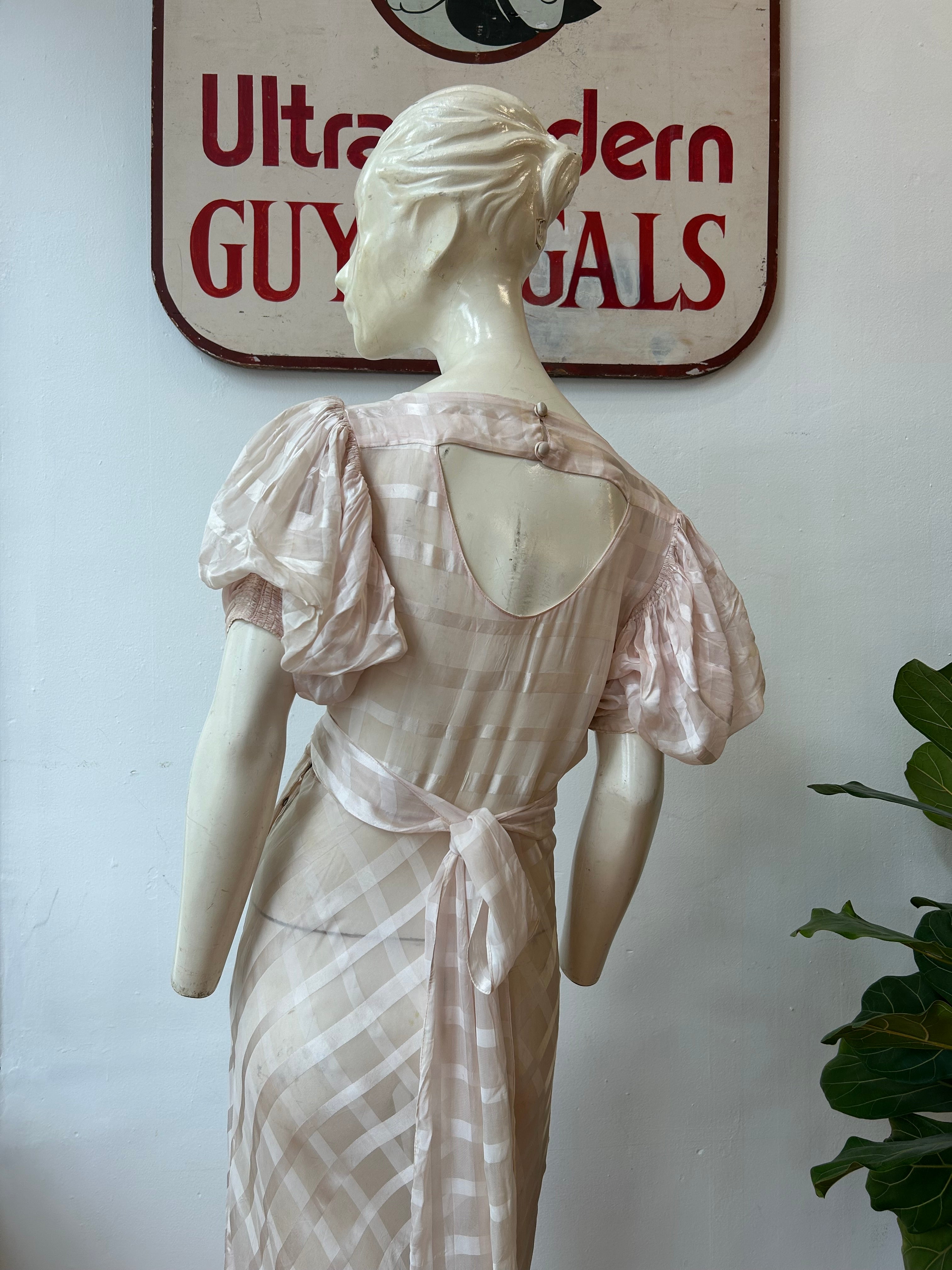 Amazing 1930’s Puff Sleeve Slip Dress