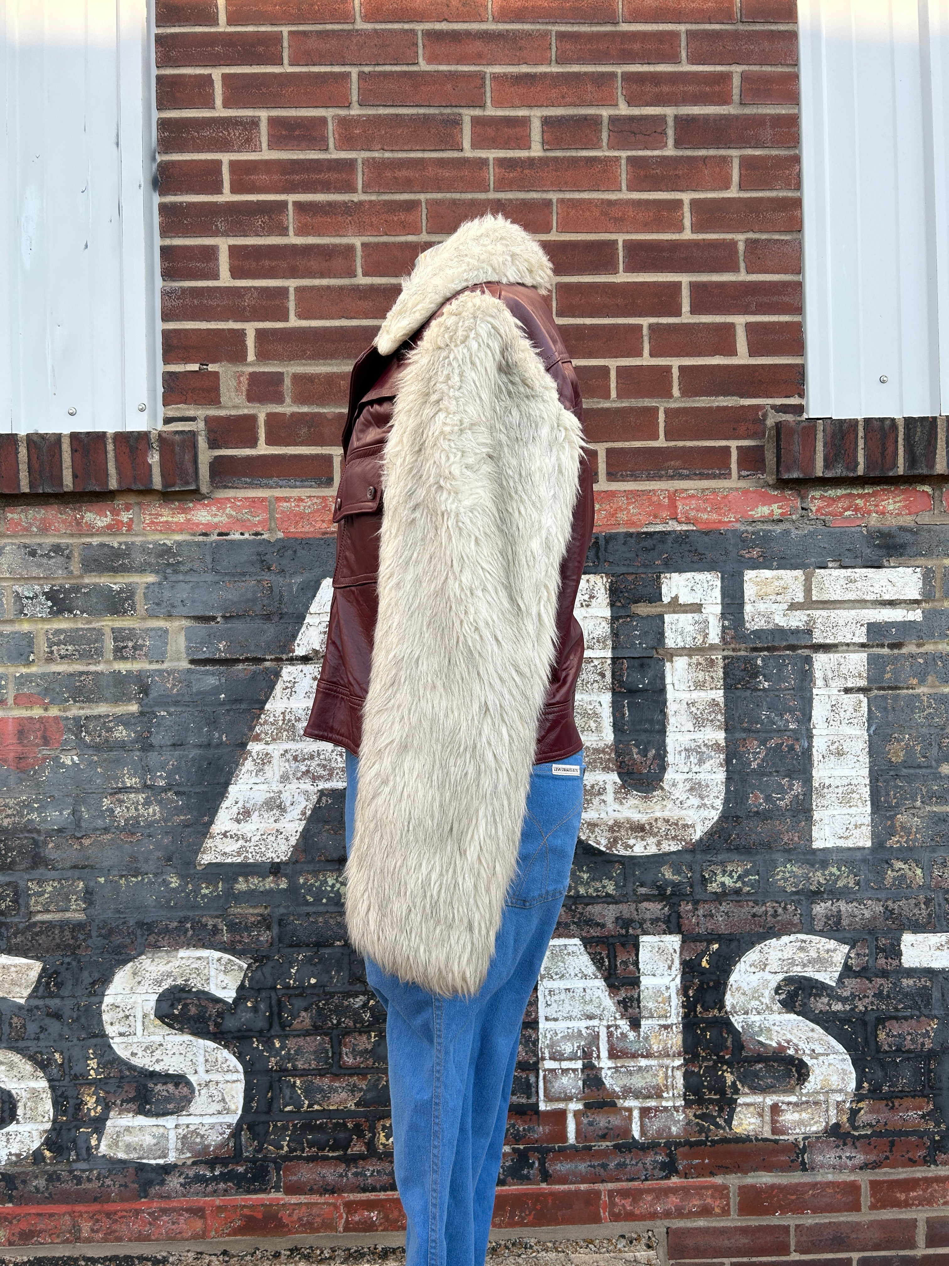 Funky 70’s Leather & Faux Fur Jacket