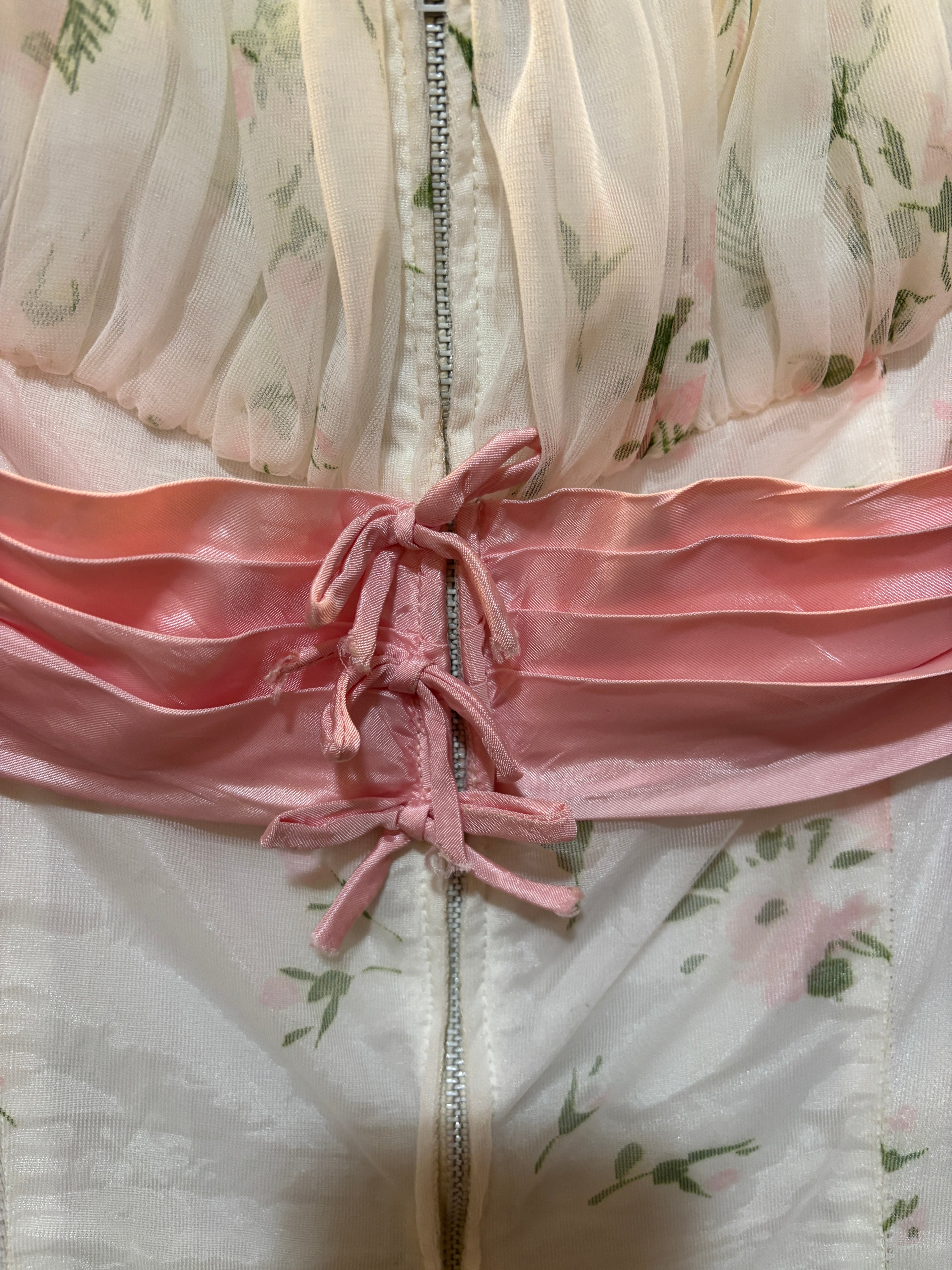 Pink Floral Chiffon Skirt Dress