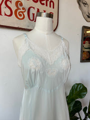 Pale Blue Slip W/Mesh Embroidery