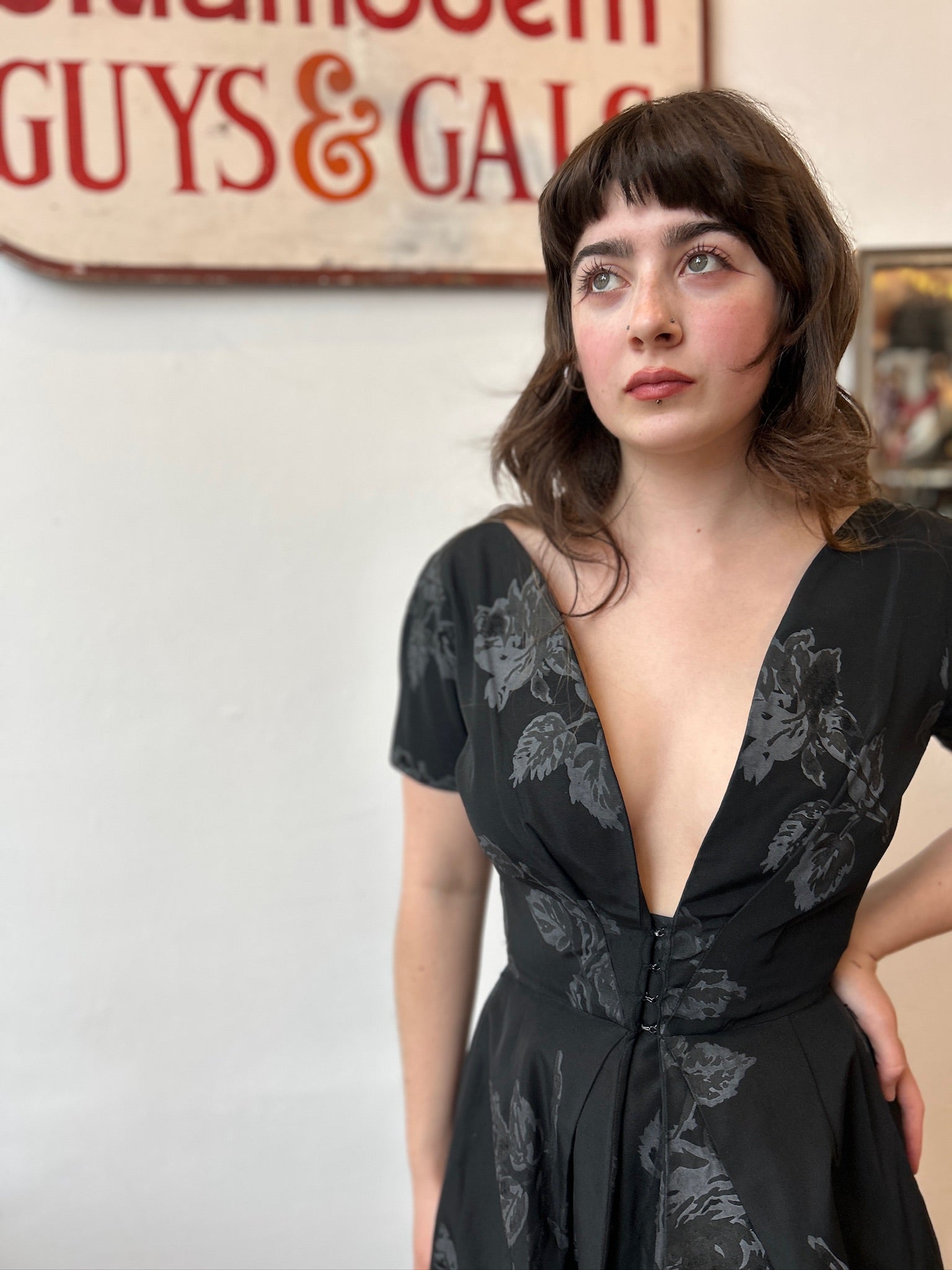 1950’s Estevez Black Dress w/Roses