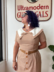 1950’s Brown & White Print Dress Never Worn