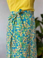 1960’s Blue Floral Print Lilly Wrap Skirt