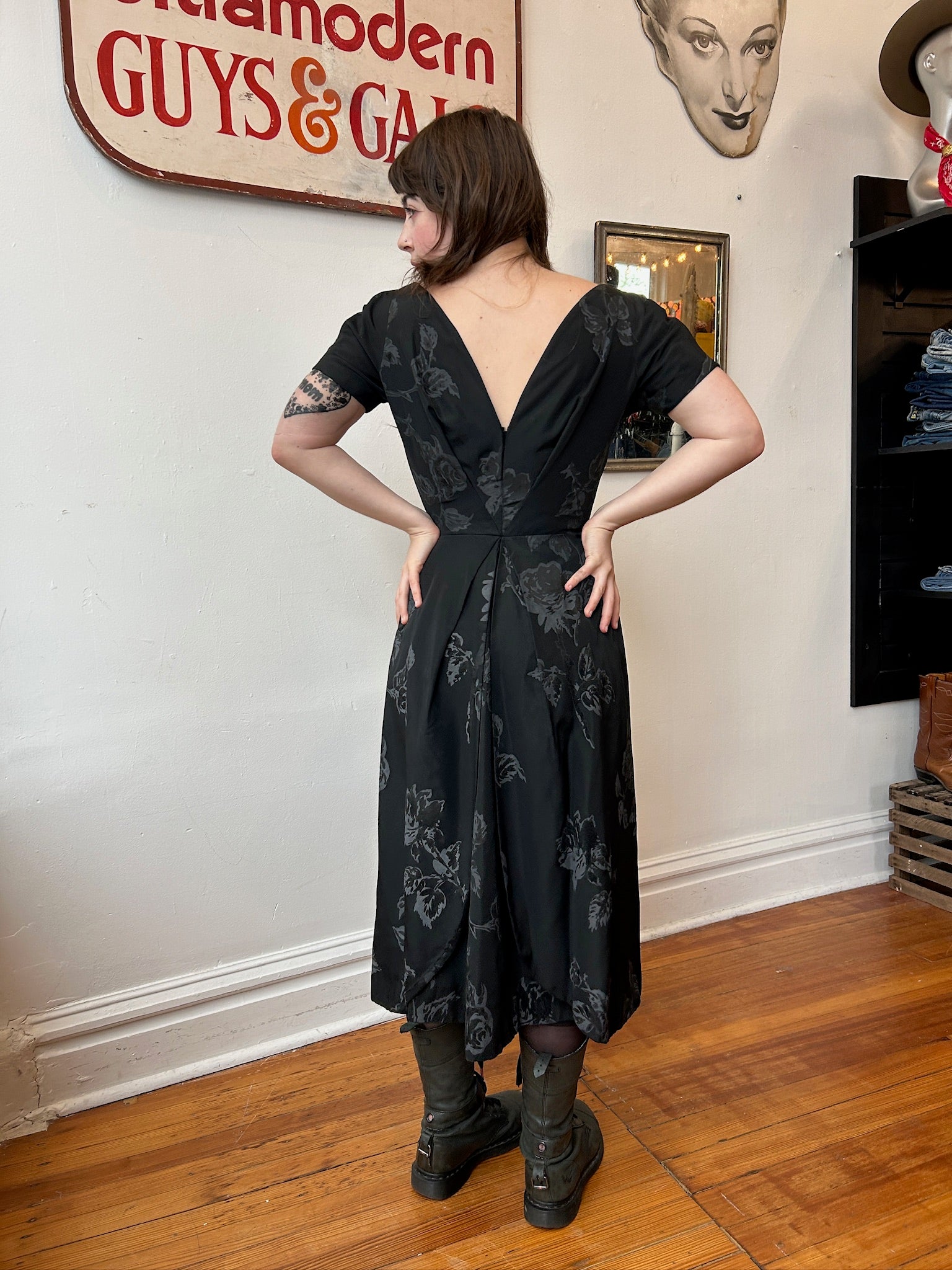 1950’s Estevez Black Dress w/Roses