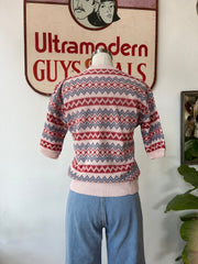 1940’s brick red & blue pullover
