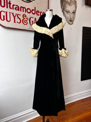 1930’s Black Velvet & Ermine Fur Coat