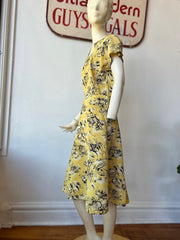 Yellow & Black Print 40’s Dress