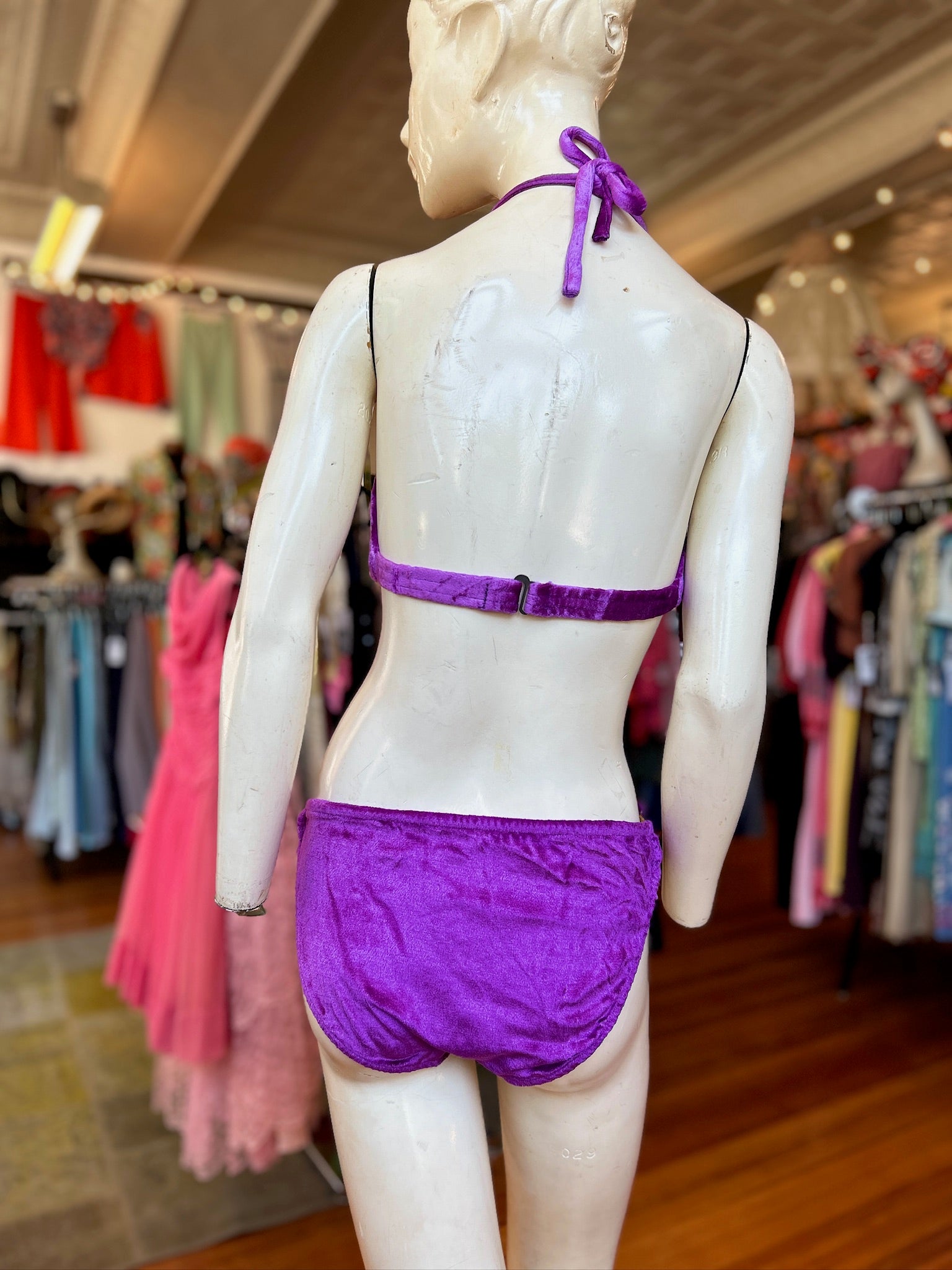 1970’s Plush Purple Velvet & Gold Bikini