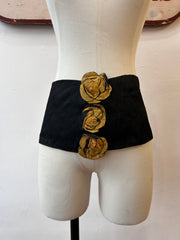 Black Sash w/Gold & Black Rosettes