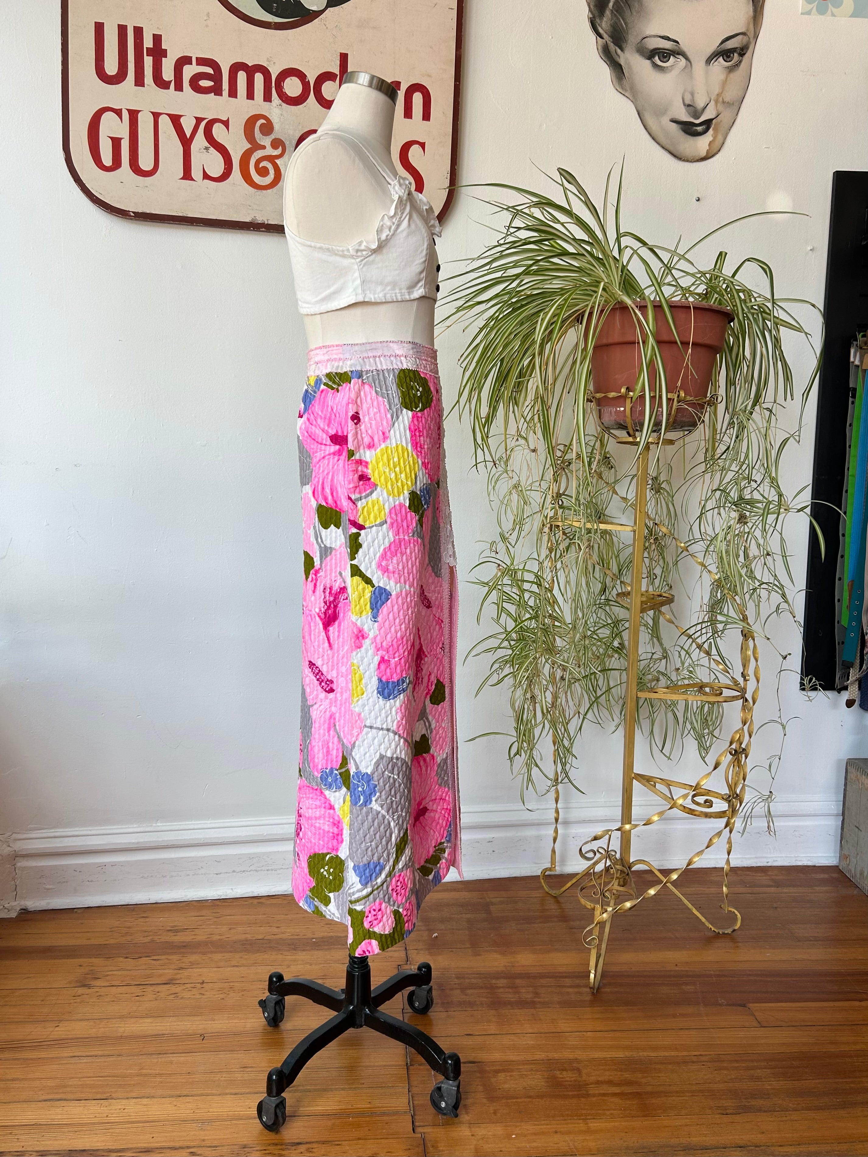 60’s Vibrant Pink Quilted Maxi