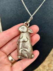 Early 1900’s Silver Bunny Rattle on Chain