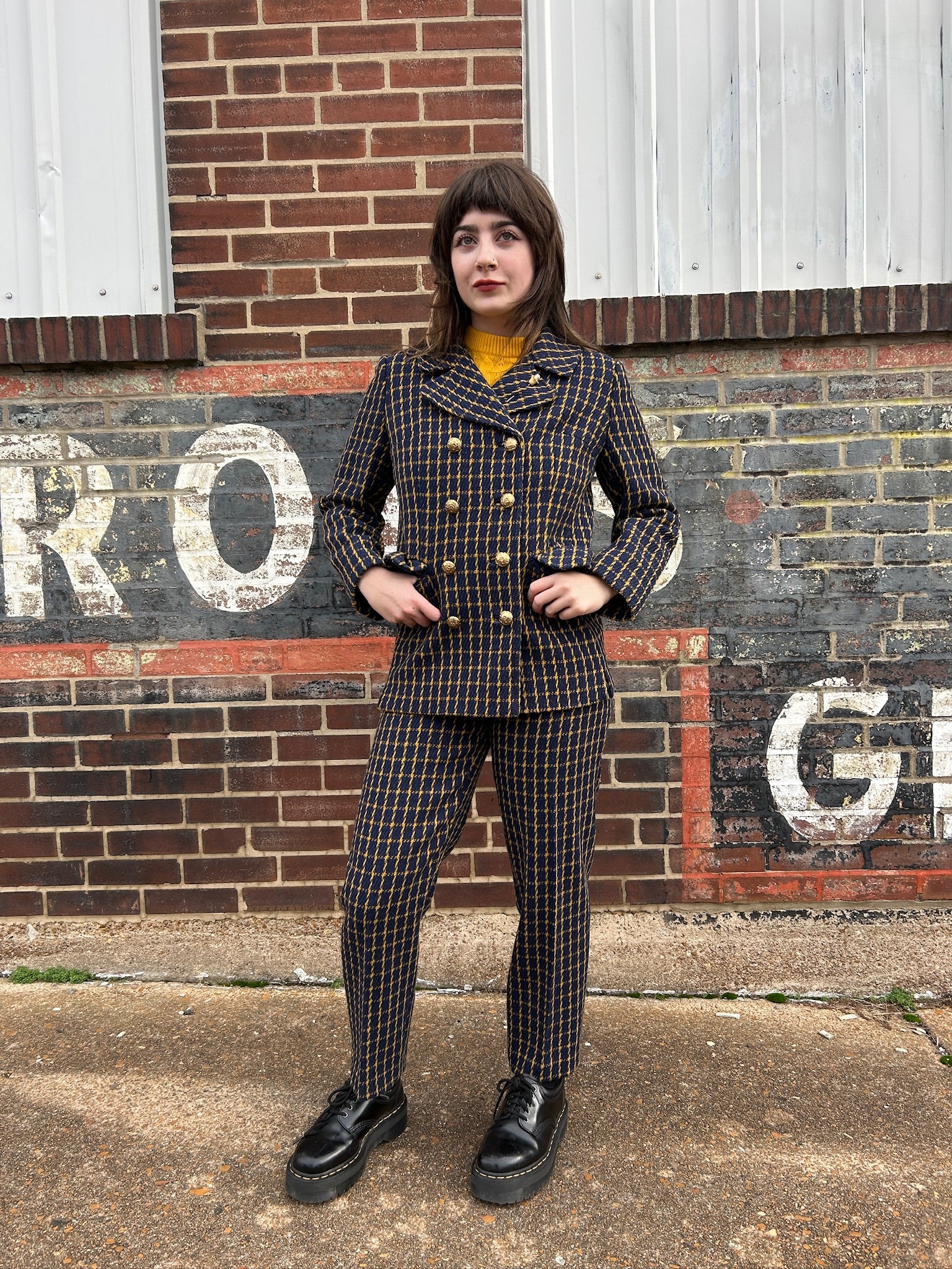 Mod 60’s/70’s Blue & Yellow Plaid 3 Piece Set