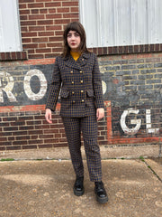 Mod 60’s/70’s Blue & Yellow Plaid 3 Piece Set