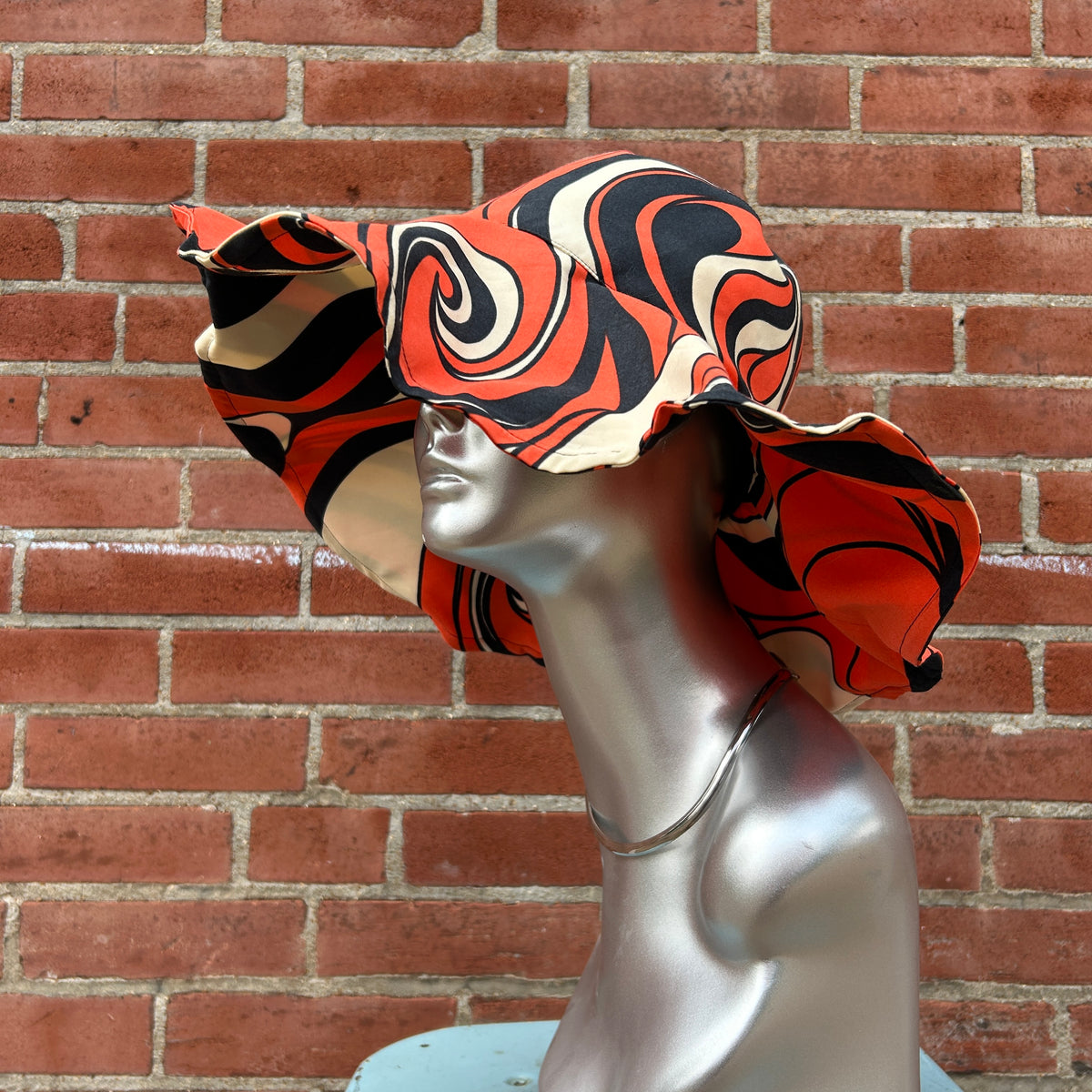 Groovy Orange & Black Floppy Hat