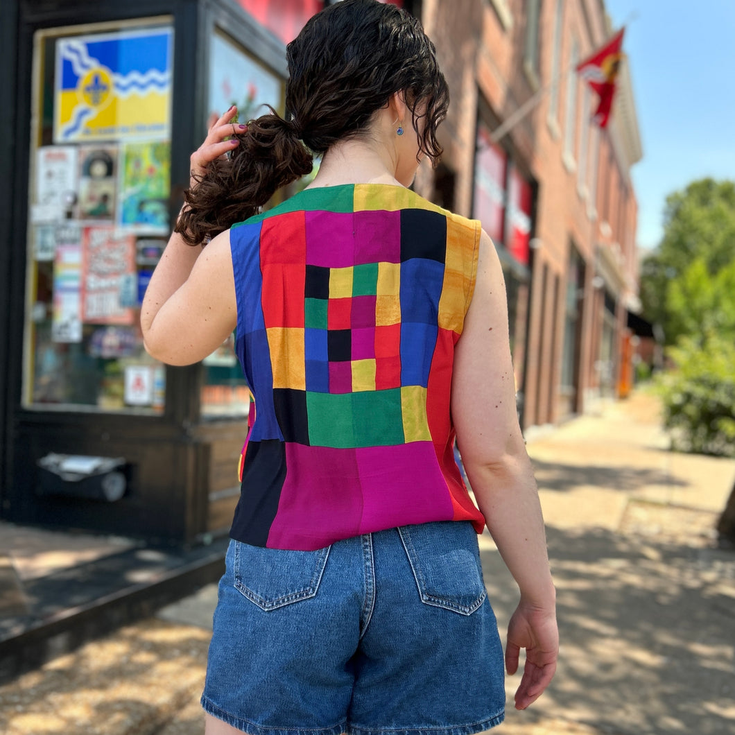 Funky Color-block 80’s Vest