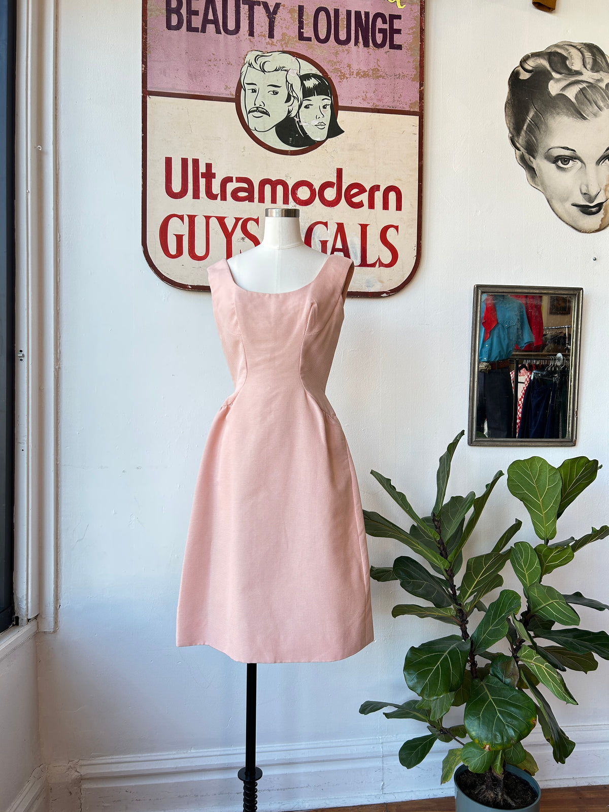 1950’s Pink Textured Party Dress by Rudolf