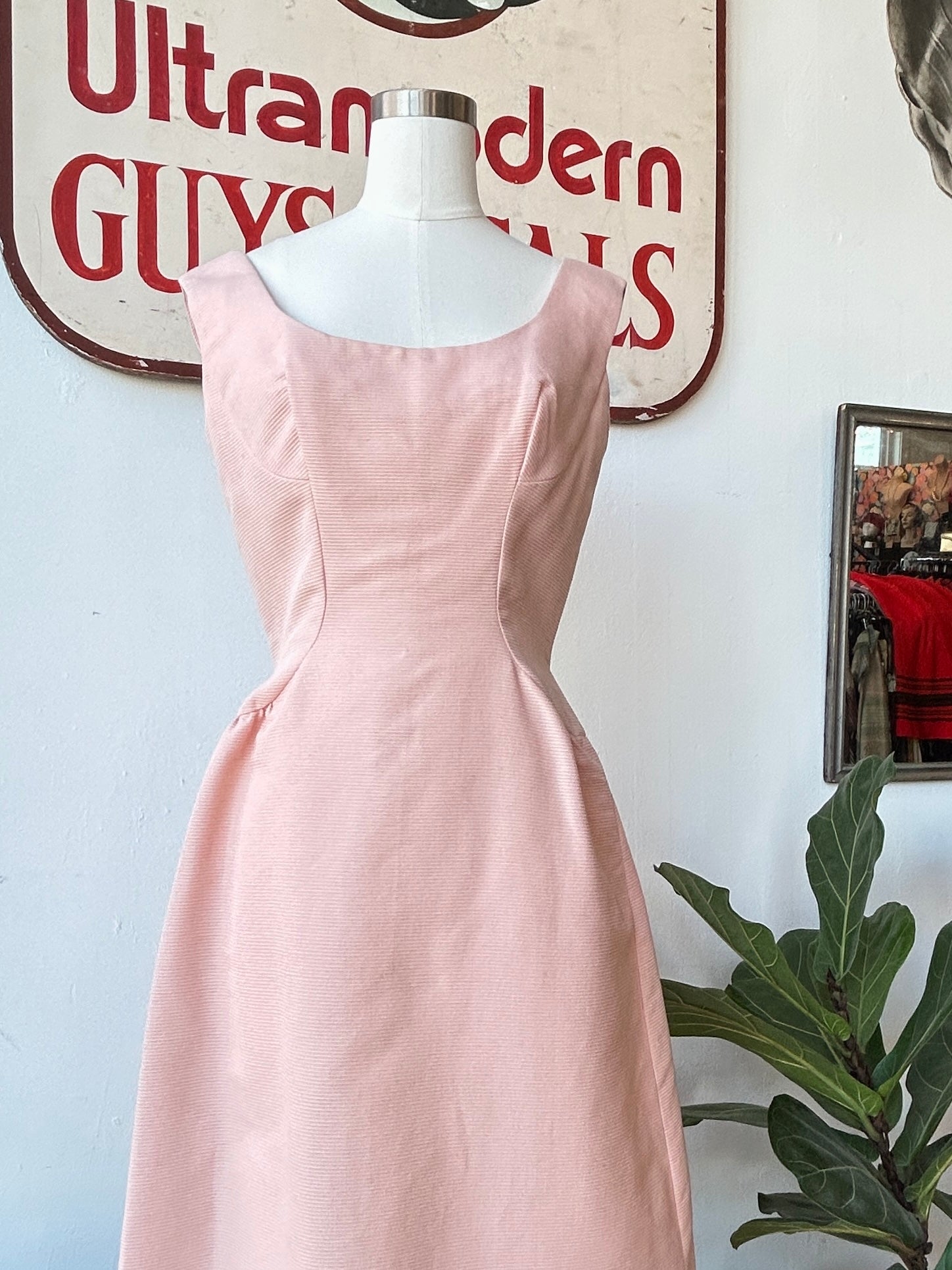 1950’s Pink Textured Party Dress by Rudolf