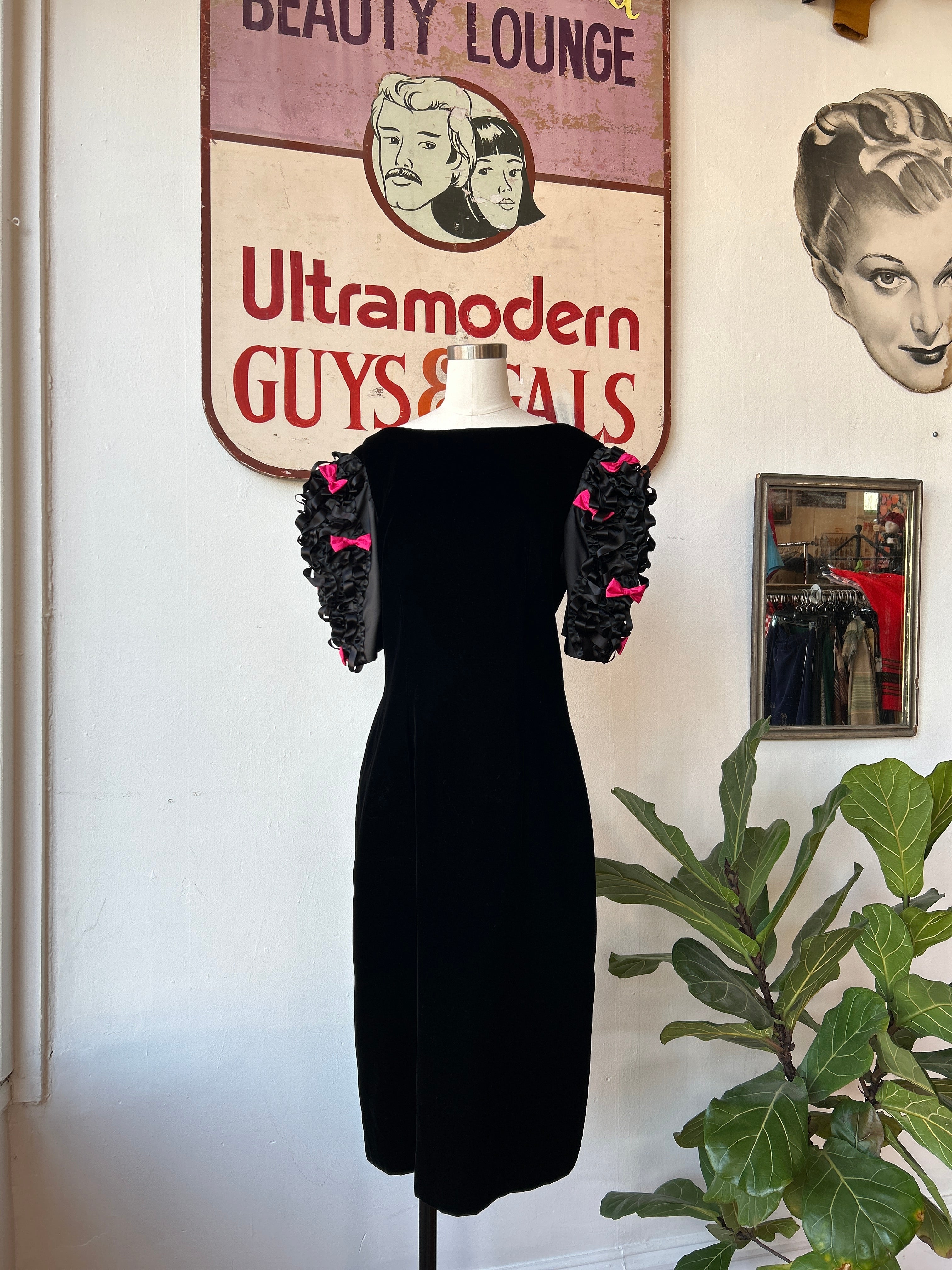 80’s Victor Costa Dress w/Amazing Sleeves