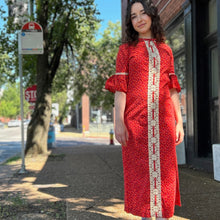 Load image into Gallery viewer, 70’s Red Floral Maxi
