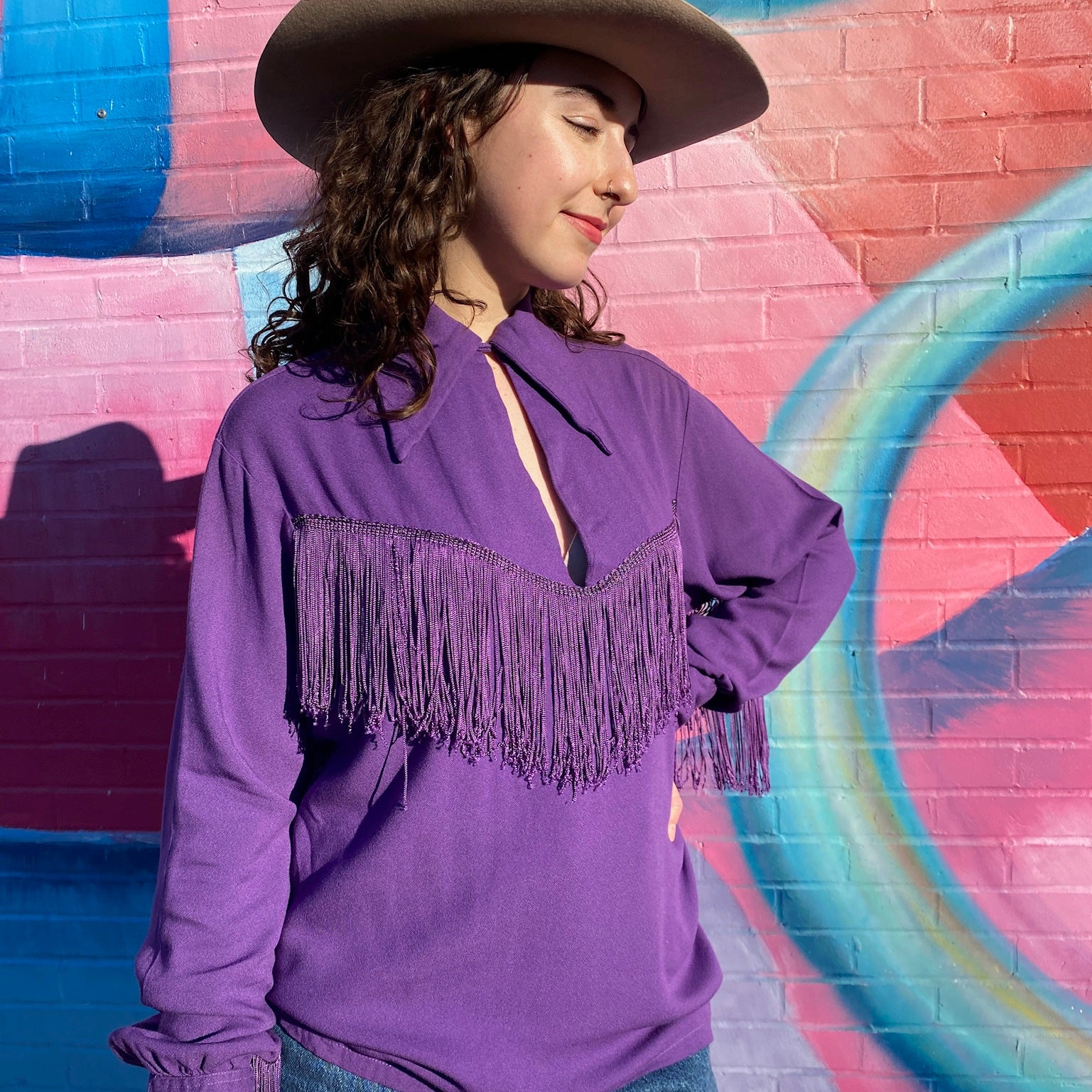 Purple Fringed Western Shirt