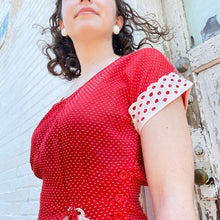 Load image into Gallery viewer, 30’s Red Dotted Swiss Dress
