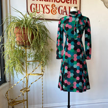 Load image into Gallery viewer, Adele Simpson Green Honeycomb Patchwork Dress
