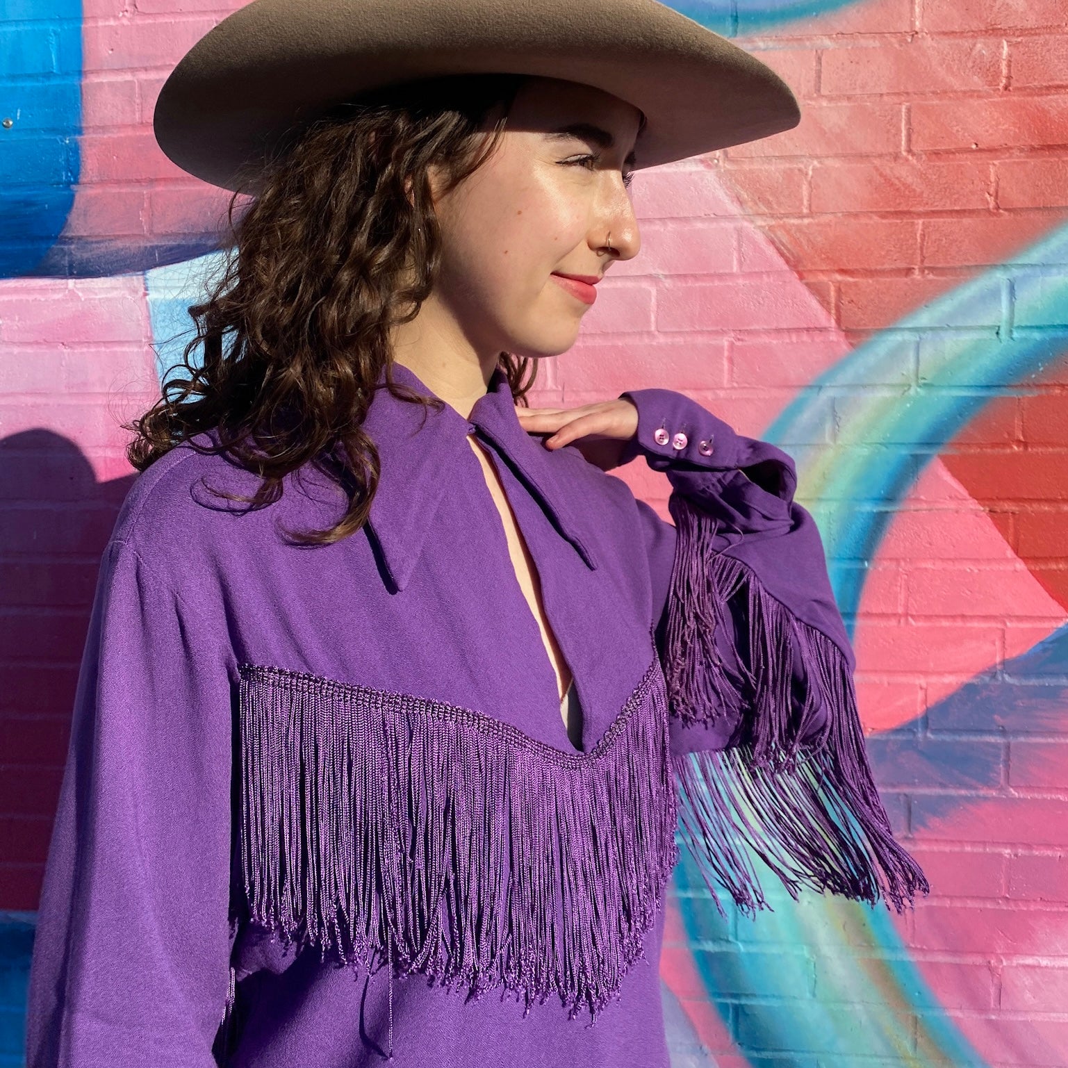 Purple Fringed Western Shirt