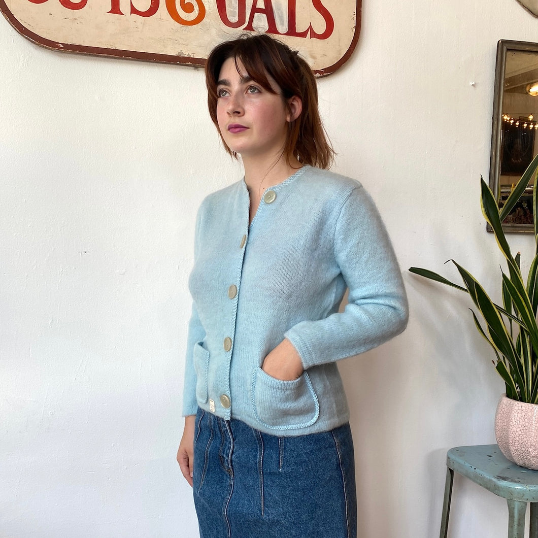 60’s Baby Blue Mohair Cardigan